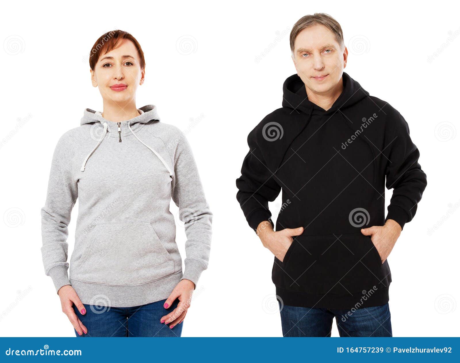 Download Beautiful Couple In Sweatshirt Hoodie Mock Up Isolated ...