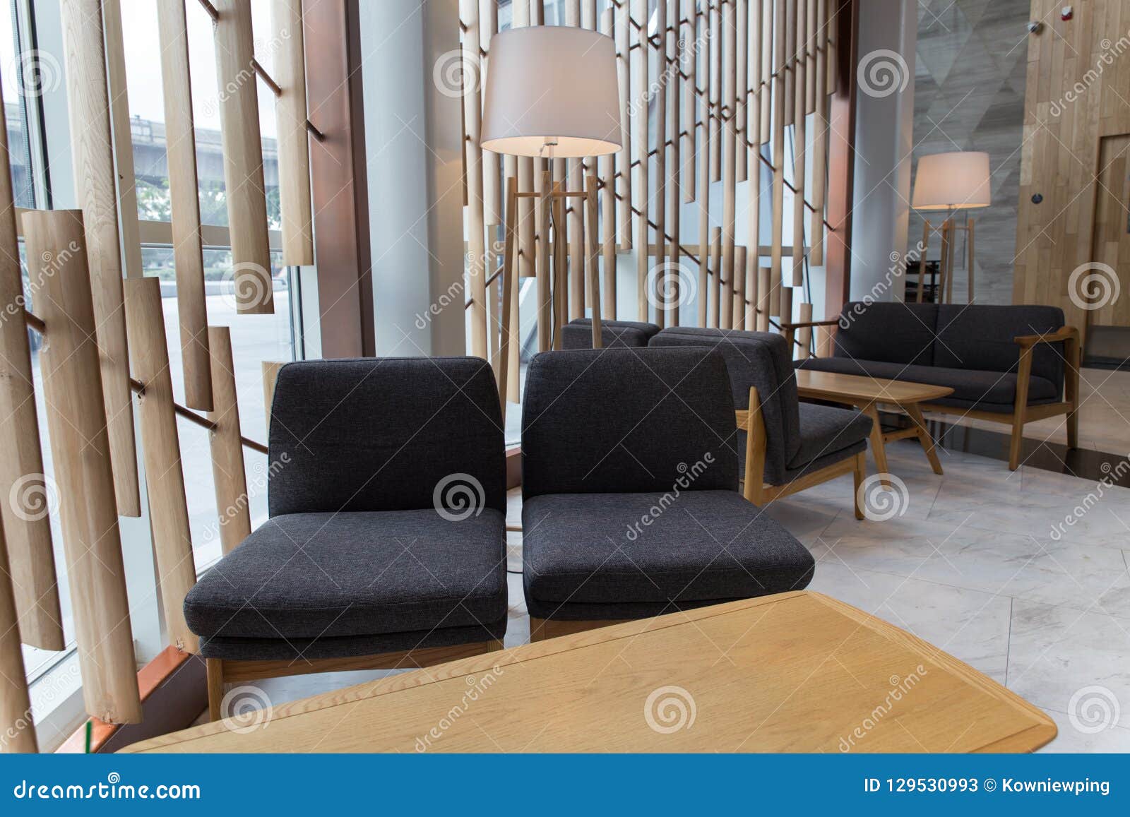 Beautiful Cozy Armchairs in Interior of Cafe. Chairs and Tables Stock