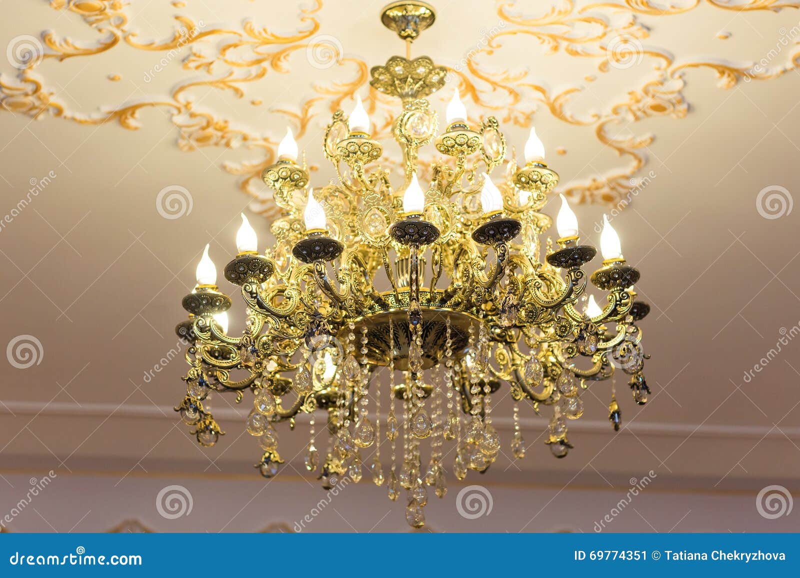 Beautiful Crystal Chandelier in a Room Stock Image Image of classic
