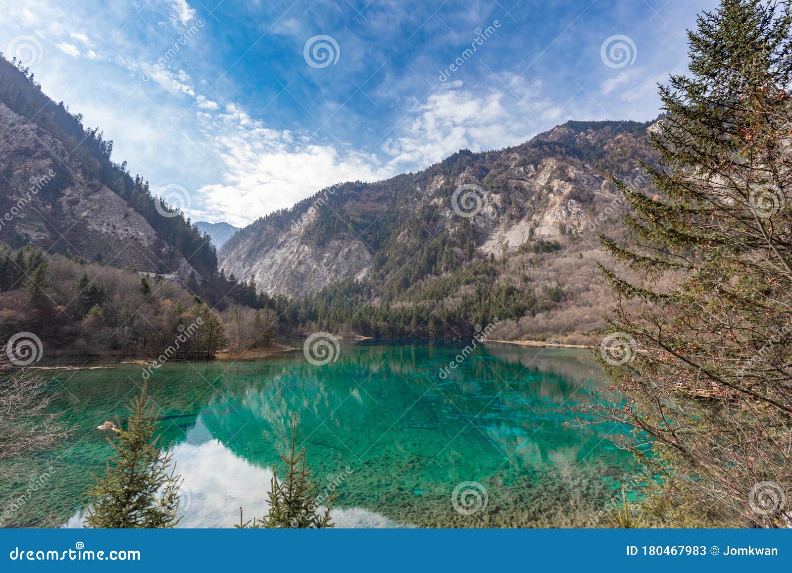 Beautiful Crystal Clear Water Lake View In Jiuzhaigou Stock Image