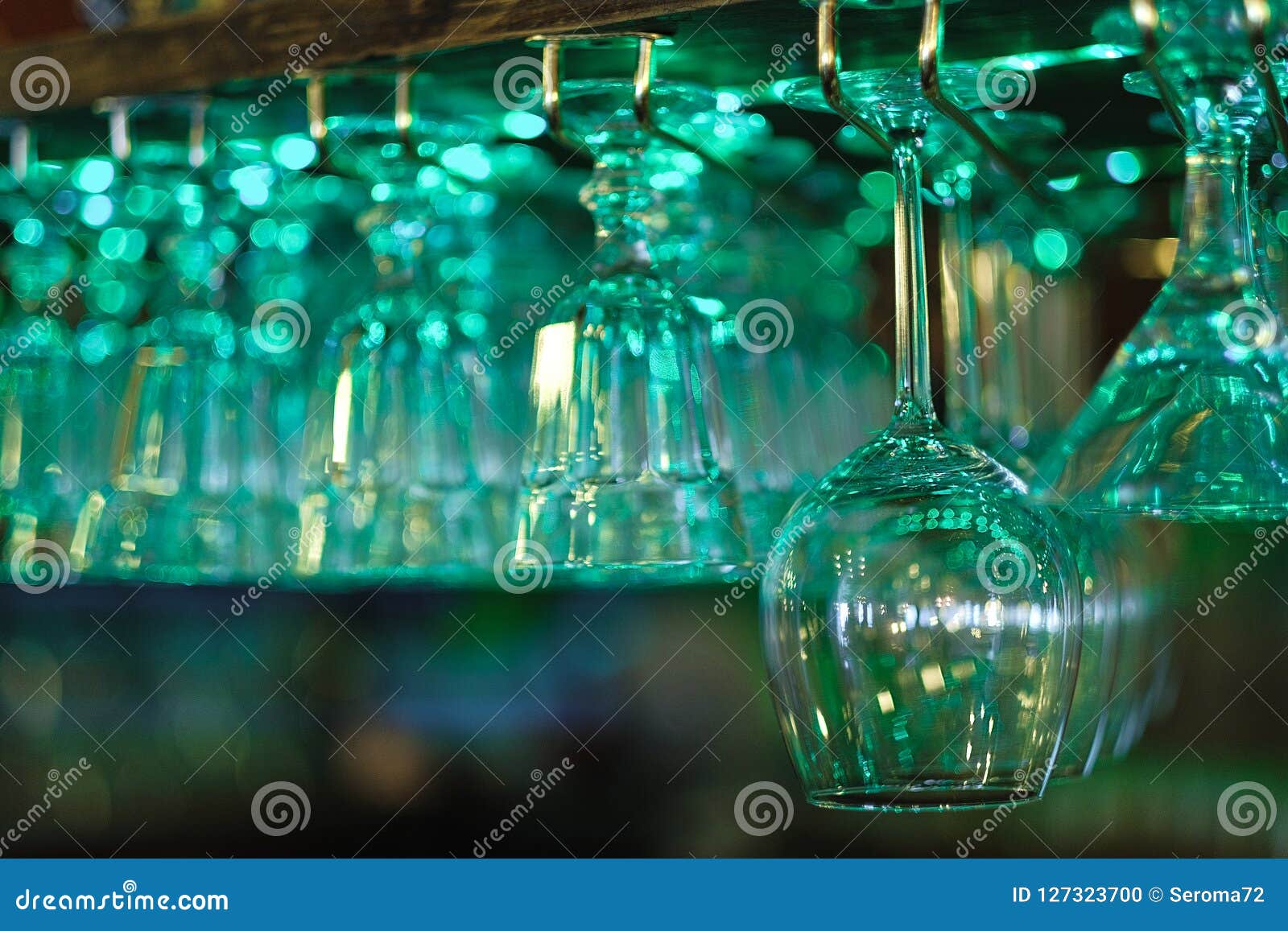 Beautiful Crystal Glasses Hanging in the Bar Stock Photo Image of
