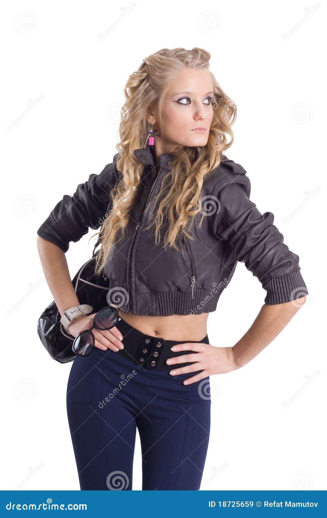 Beautiful curly blonde stock image. Image of curly, leather - 18725659