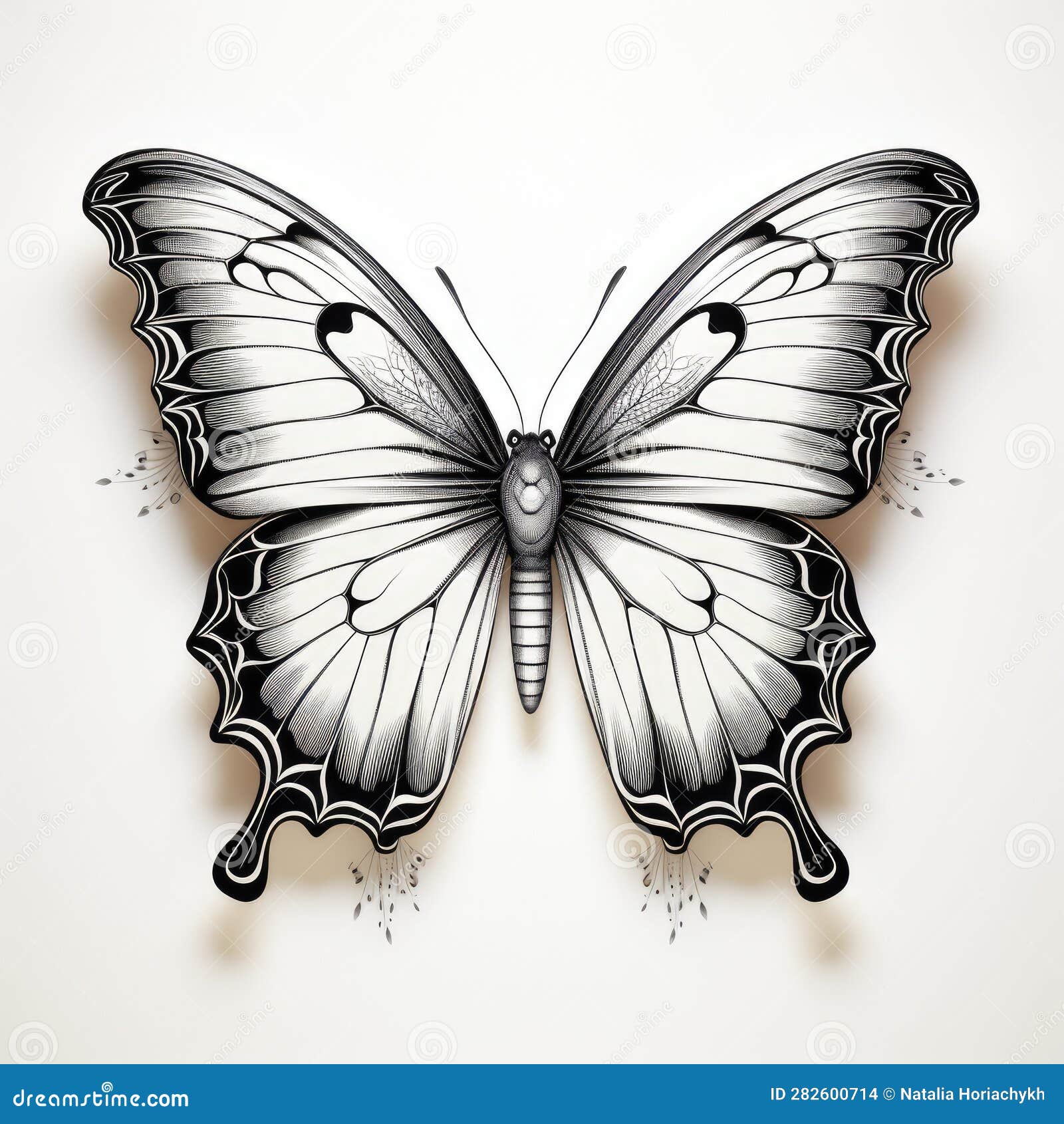 Beautiful 3d Butterfly Vector Illustration. Butterfly Black and White ...