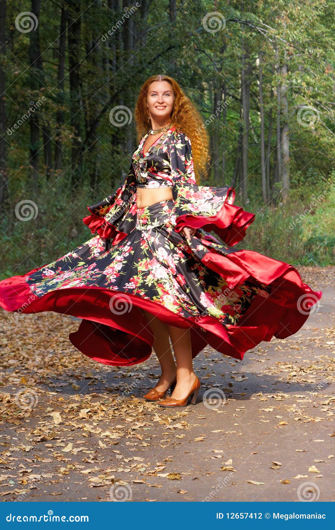 A Beautiful Dancing Ginger-haired Girl Stock Photography 