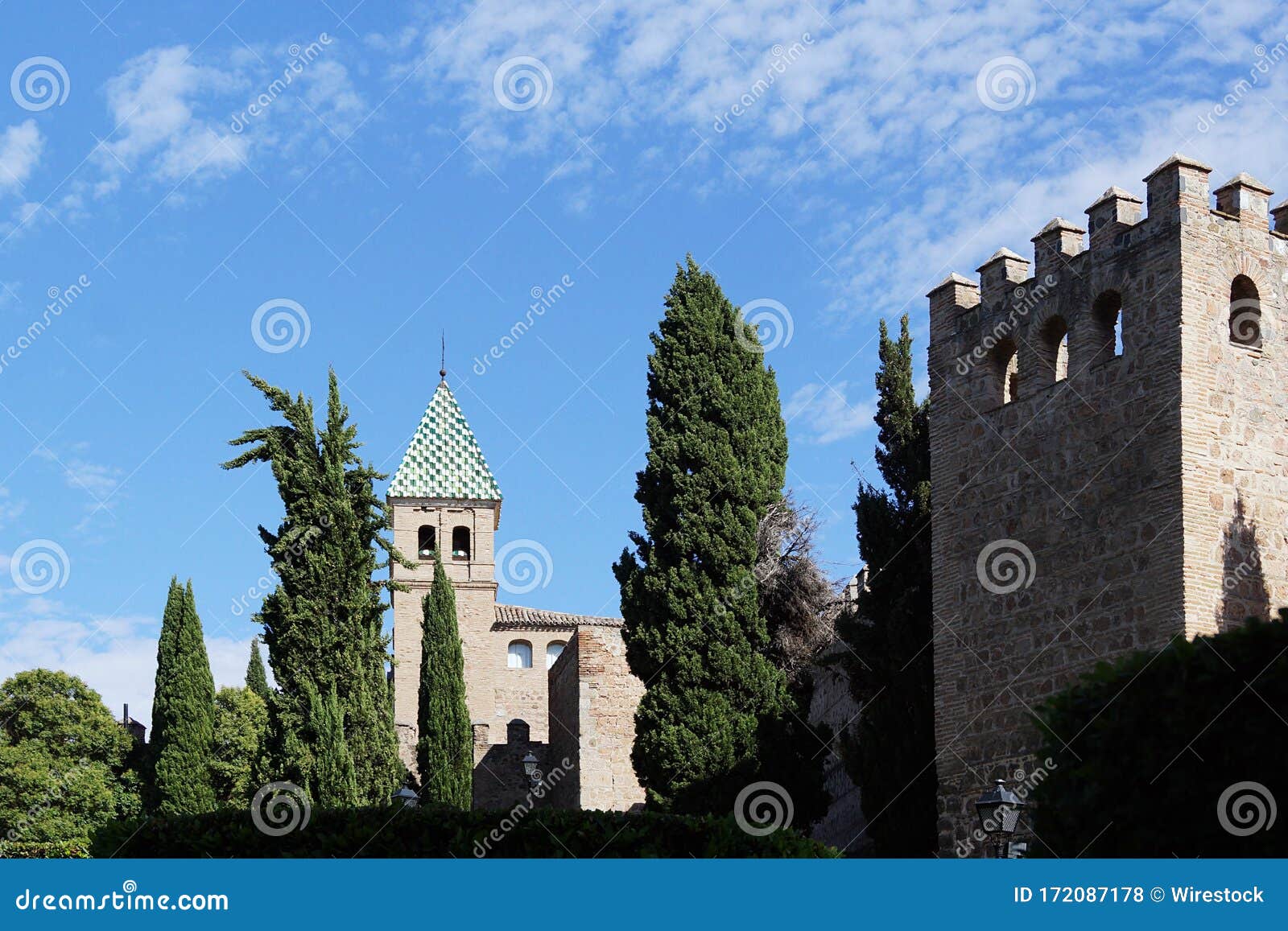 Beautiful Daytime Shot of a Castle in Toledo, Spain. Stock Photo Image of trees, european