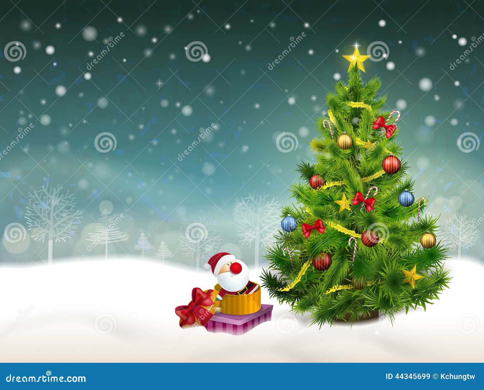 Lovely Christmas Tree Snow Background Images