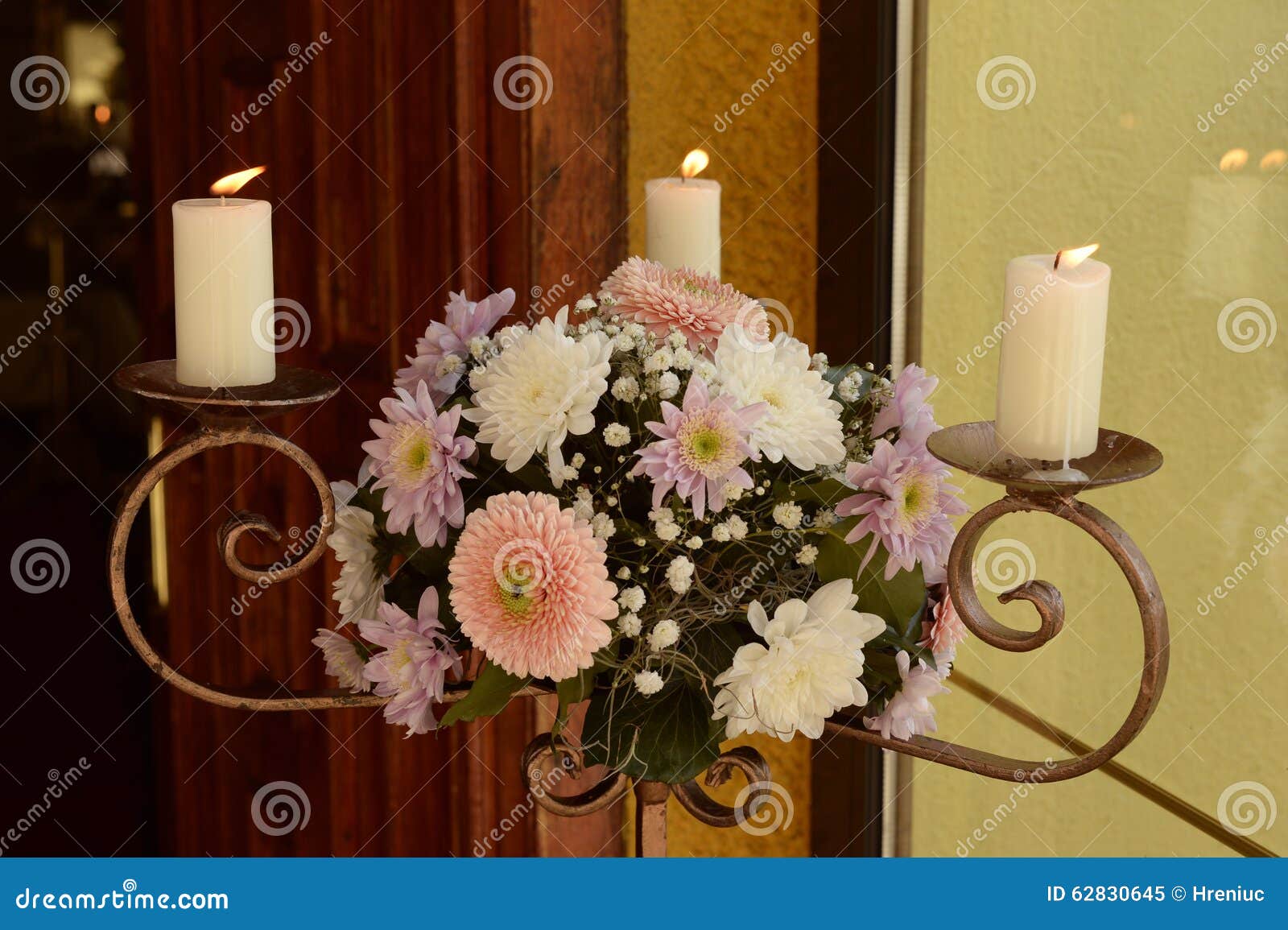 Beautiful Decoration with Candles and Flowers Stock Image Image of