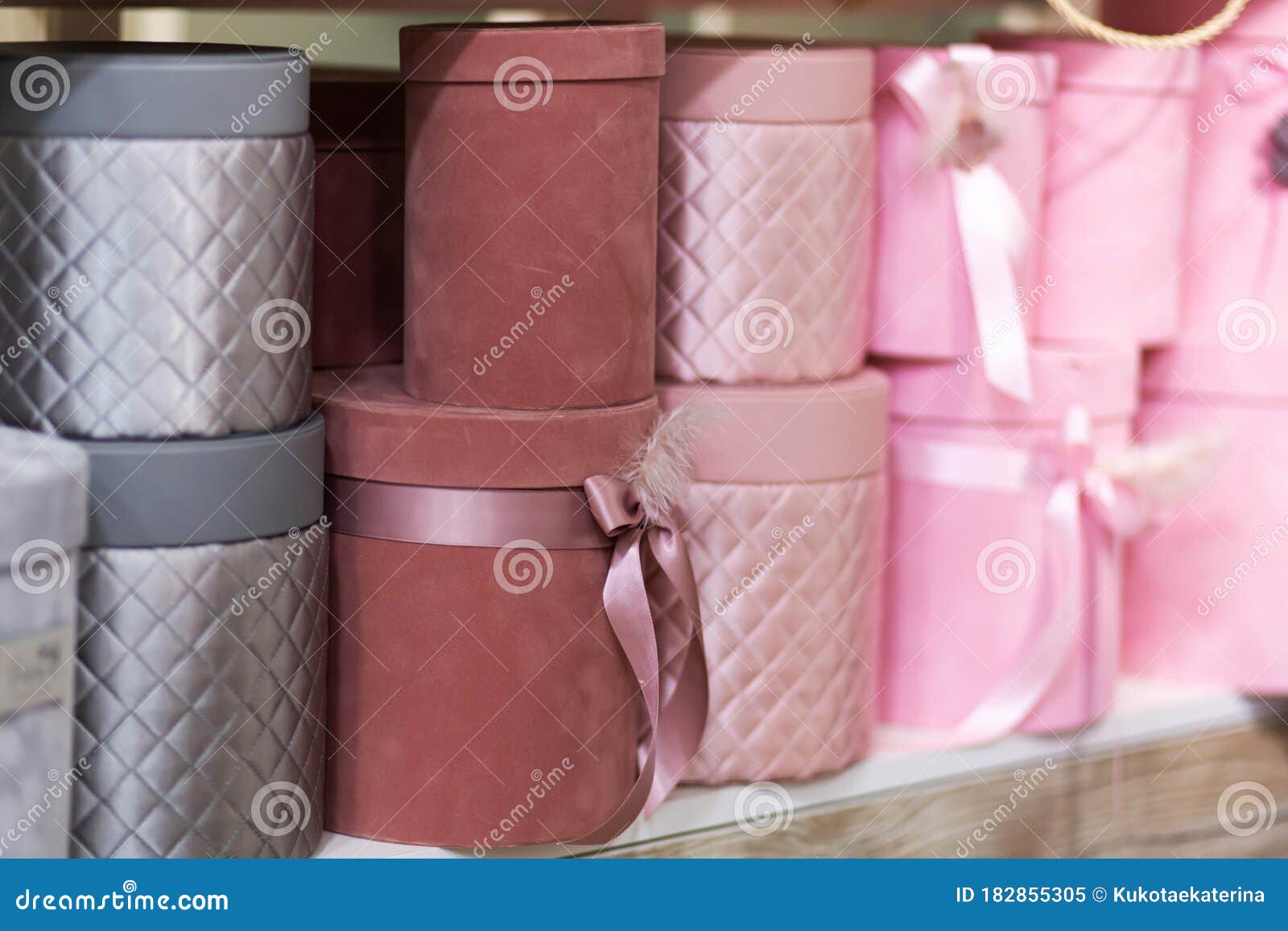 Beautiful Decorative Gift Boxes. Soft Wrap Gift Wrapping Stock Image