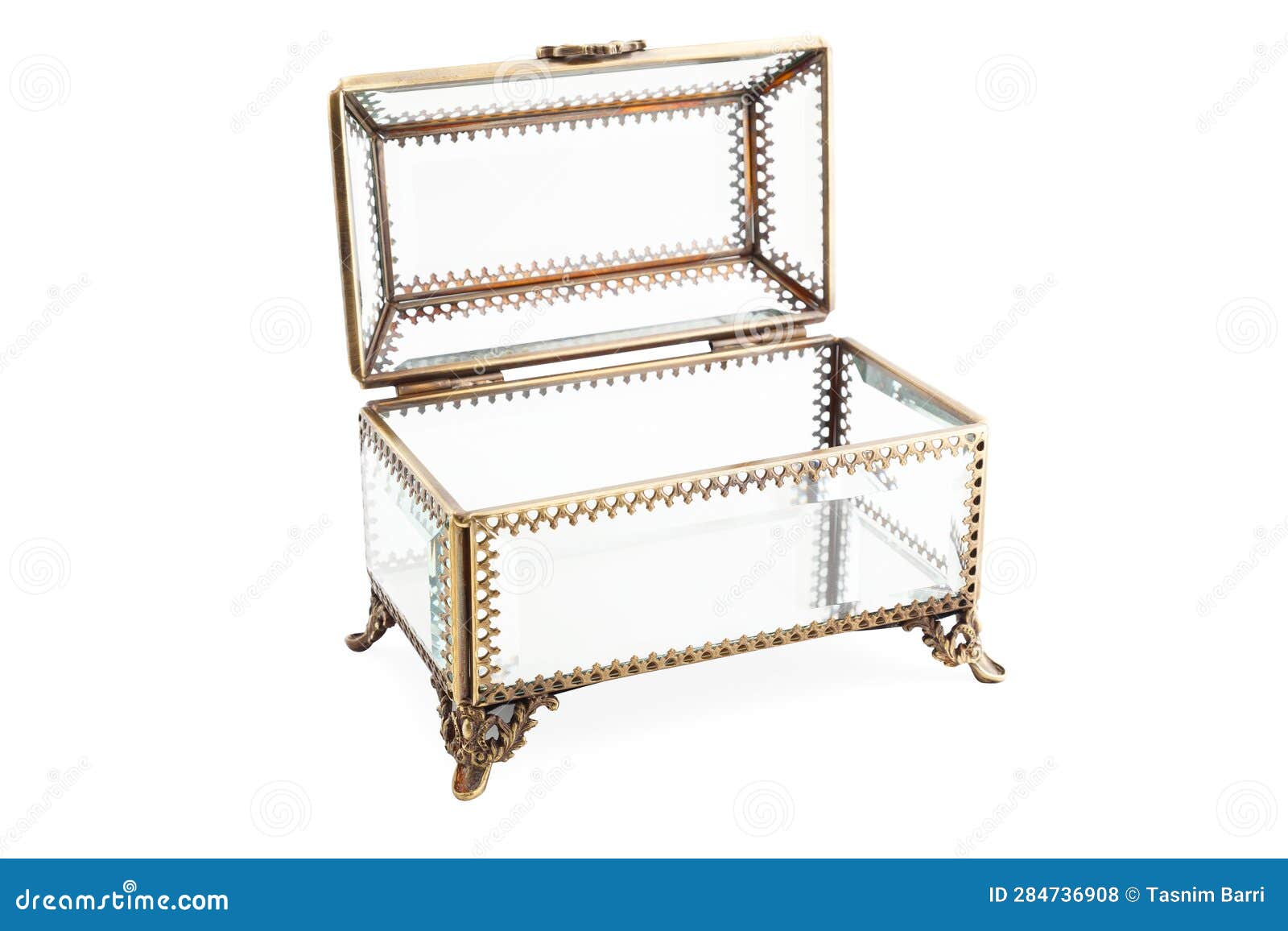 Beautiful Decorative Glass Box Isolated on White Background with