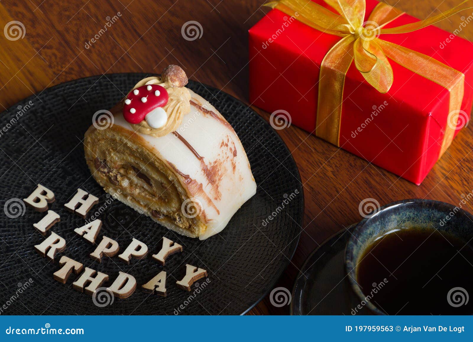 Beautiful and Delicious Pastry with a Birthday Gift Stock Image Image of pastry, dairy 197959563