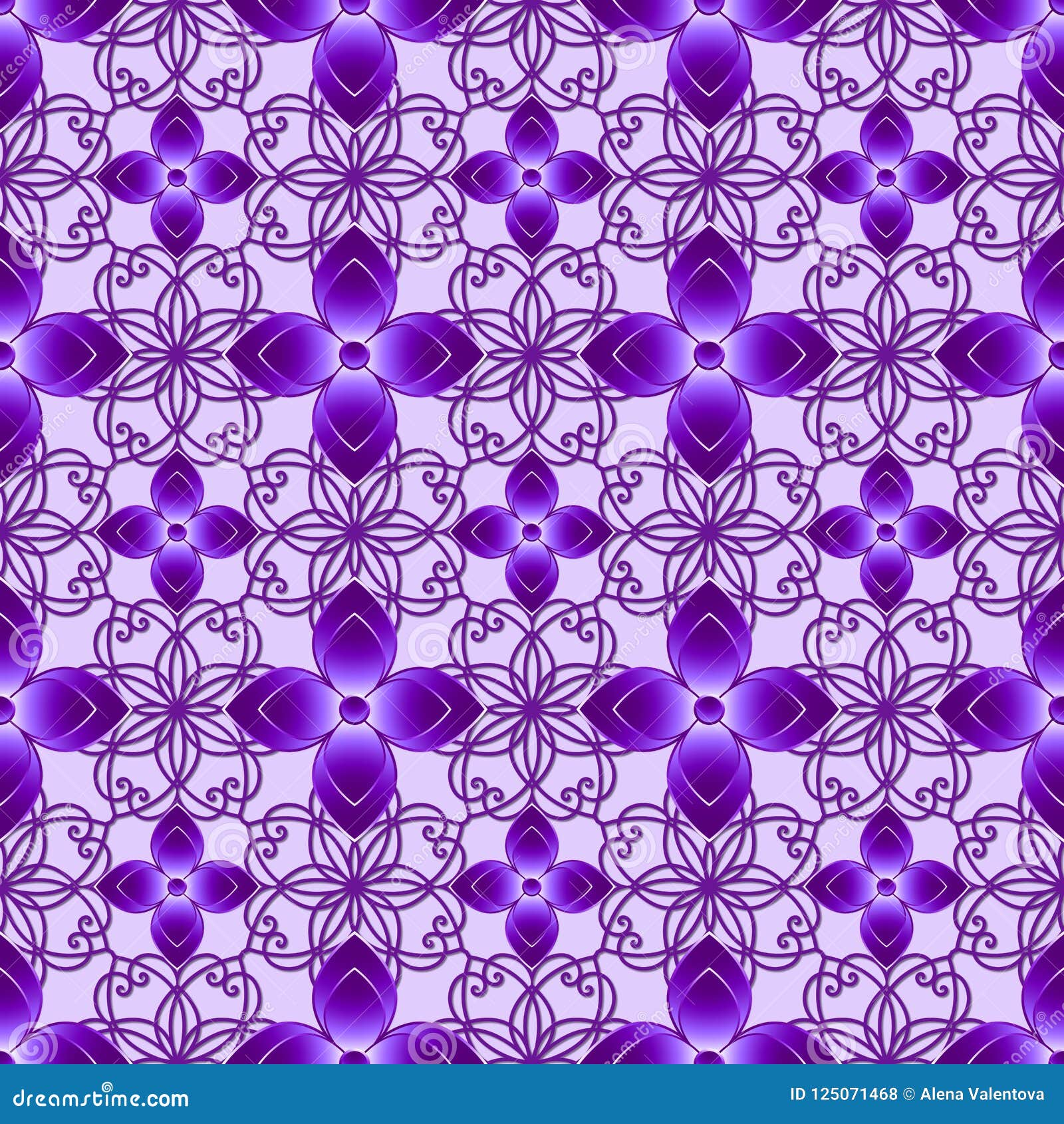 3D Regular Texture with Purple Flowers. Stock Illustration ...