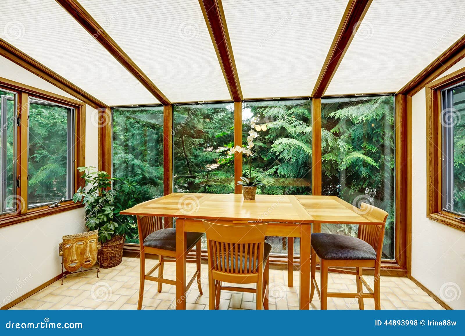 Beautiful Dining Area with Transparant Glass Wall Stock Photo Image of furnished, estate 44893998