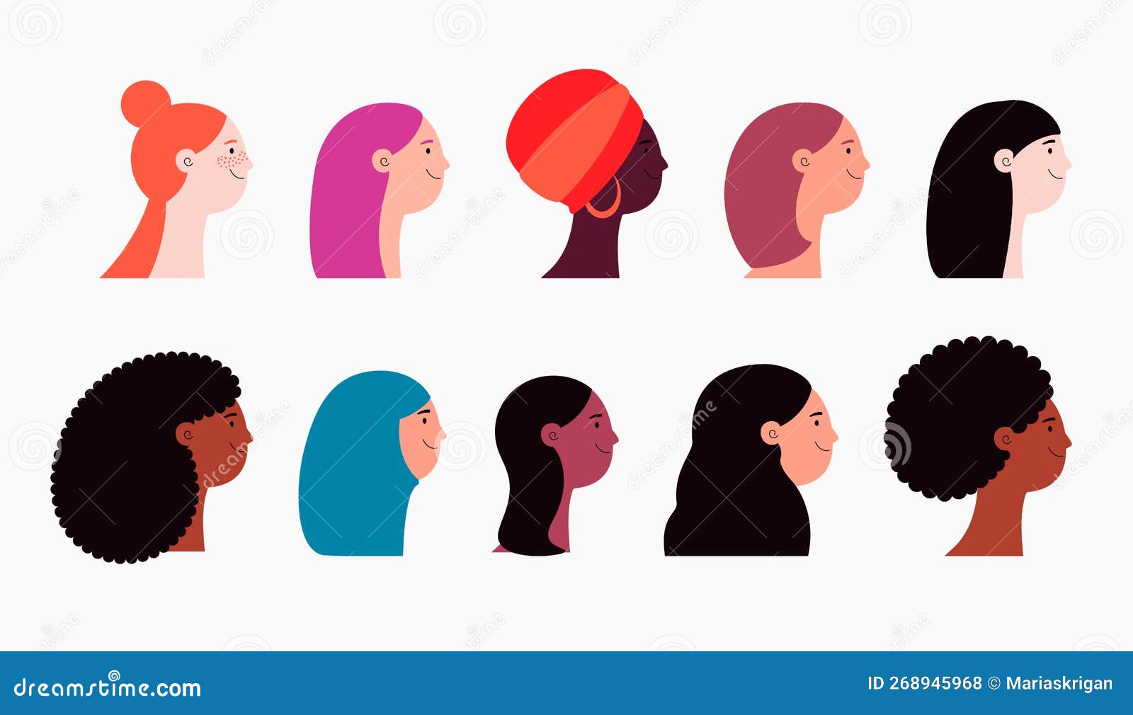 Beautiful Diverse Women, Girls Faces, Isolated Stock Vector ...