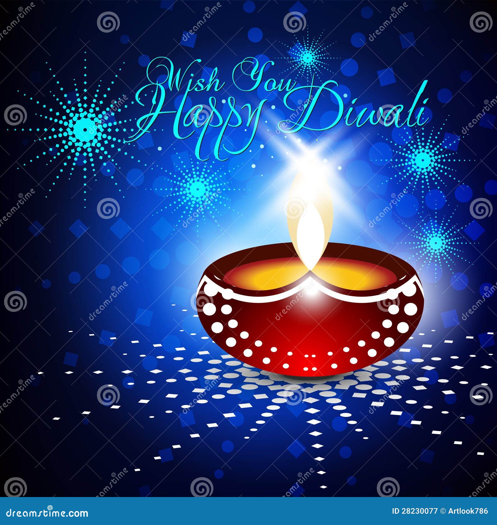 Beautiful Diwali Diya in Shiny Glowing Blue Color Backgro Stock ...