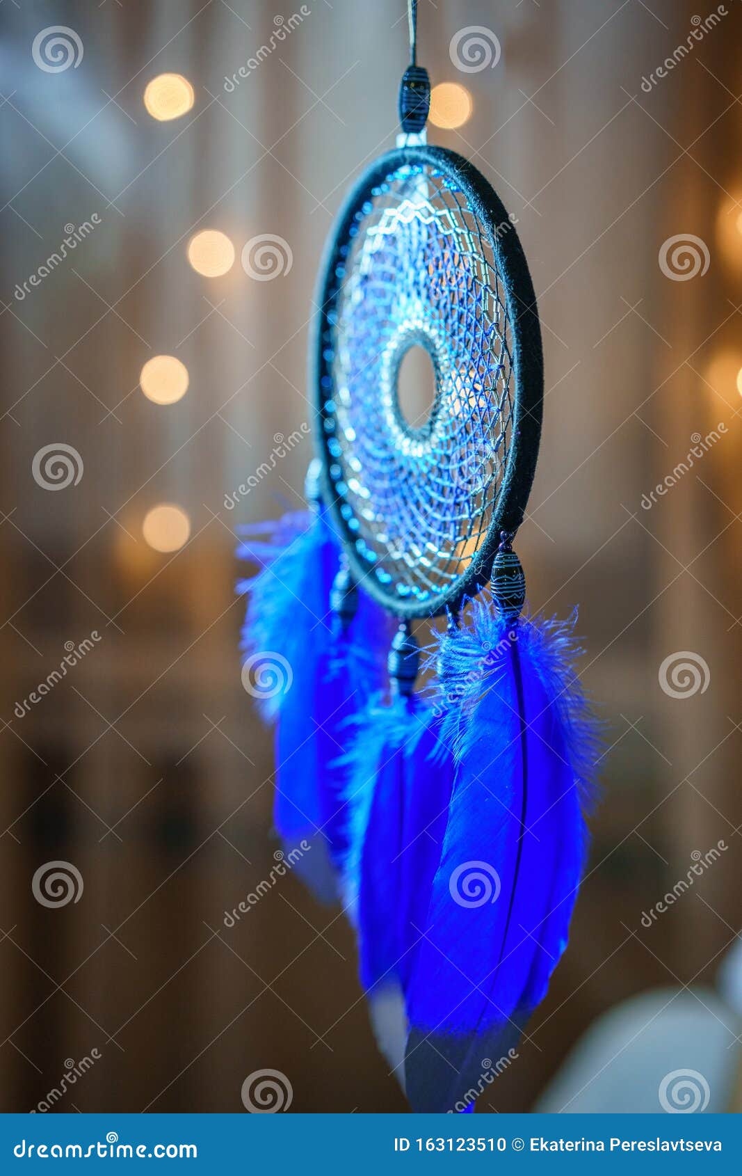 Beautiful Dream Catchers Blue Fluffy Feathers Stock Photo Image of