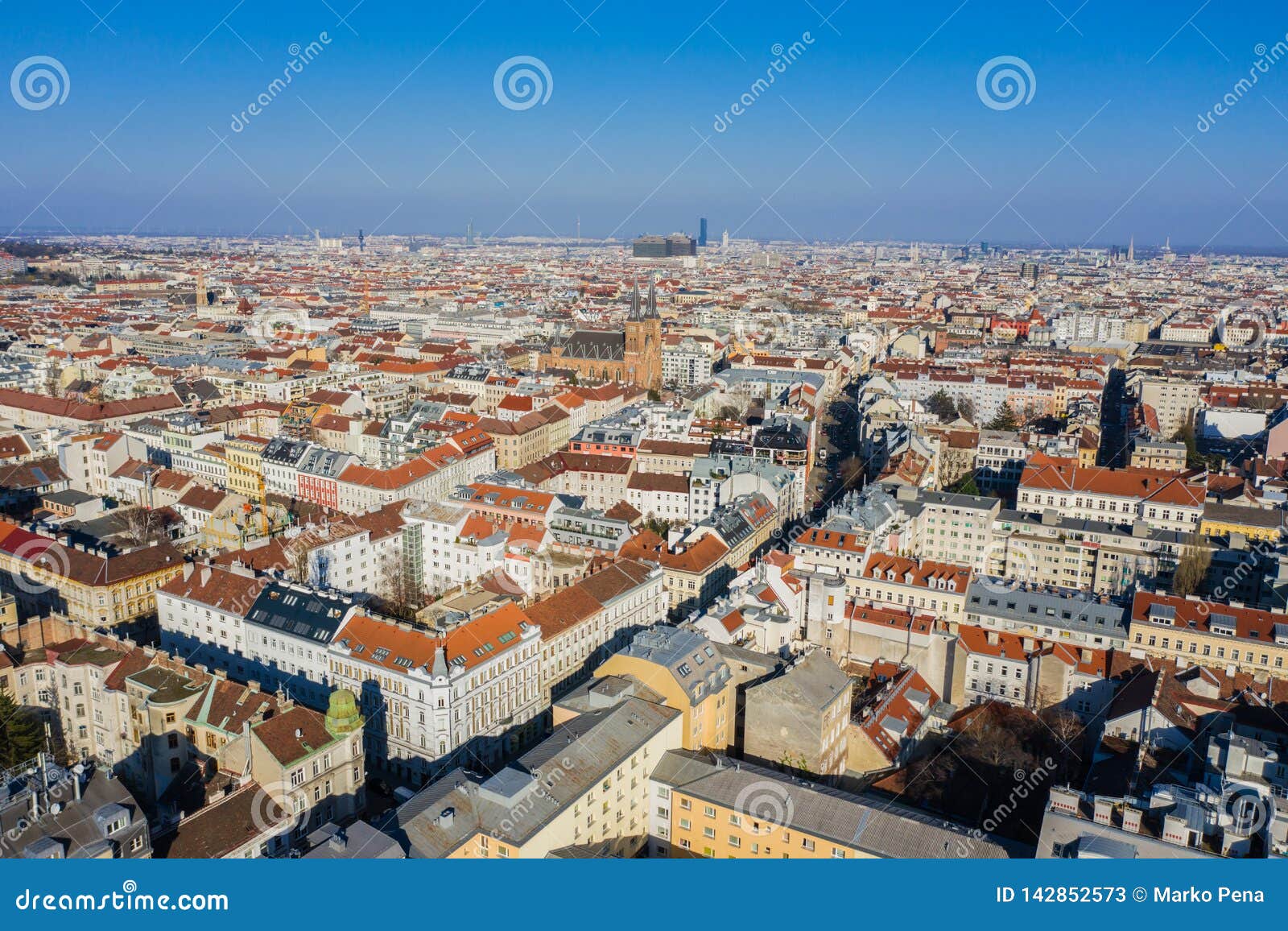 Beautiful Drone Shot of Vienna in Austria Stock Image Image of town