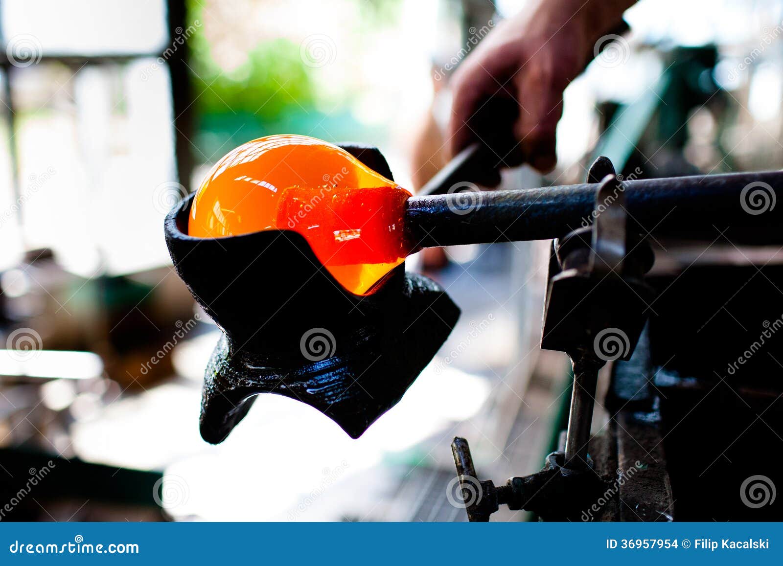 Beautiful Drop of Liquid Glass, First Step of Glass Blowing Stock Photo Image of indoors