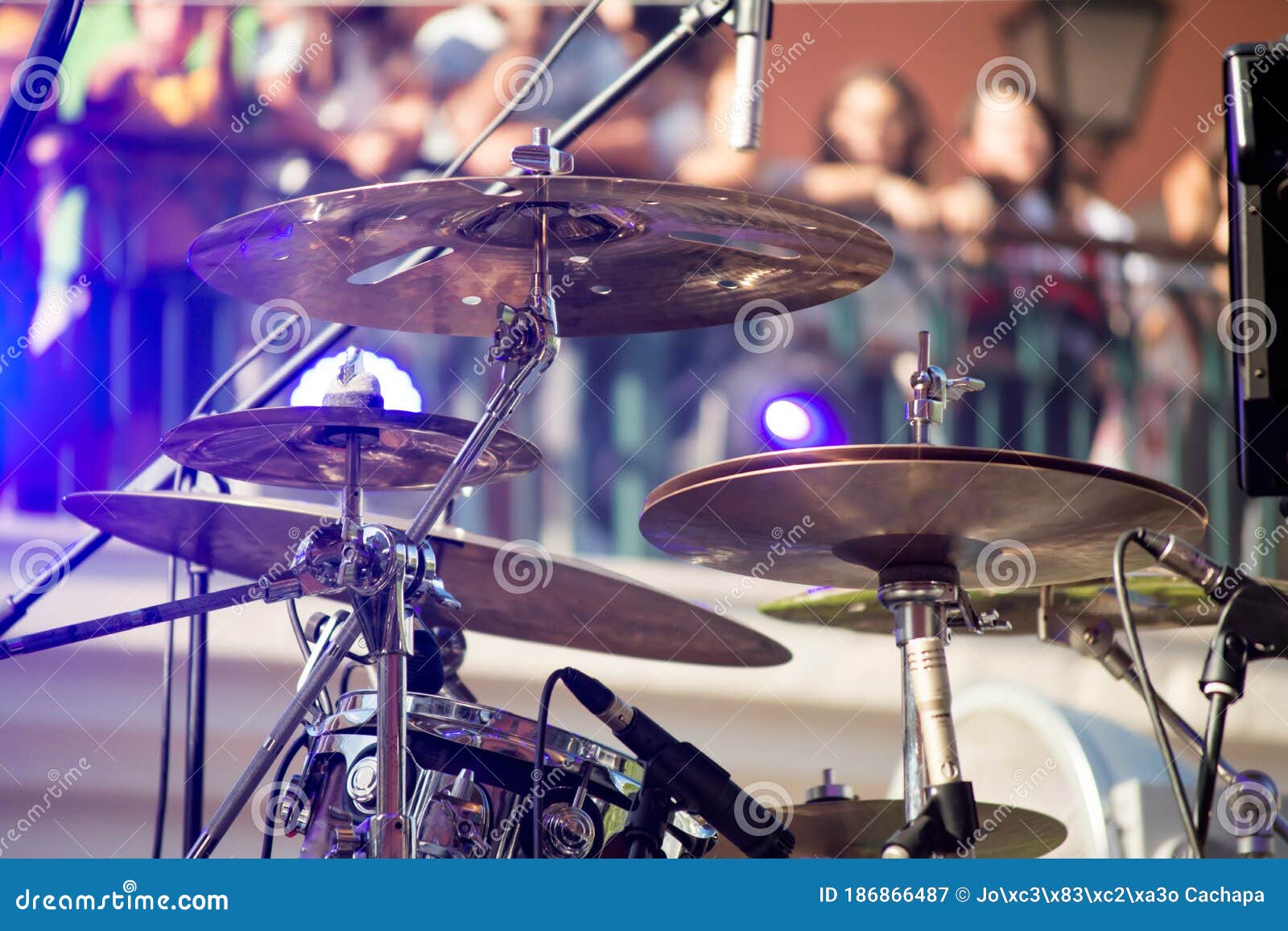 Music Drum Cymbals with People in the Background Stock Image - Image of ...