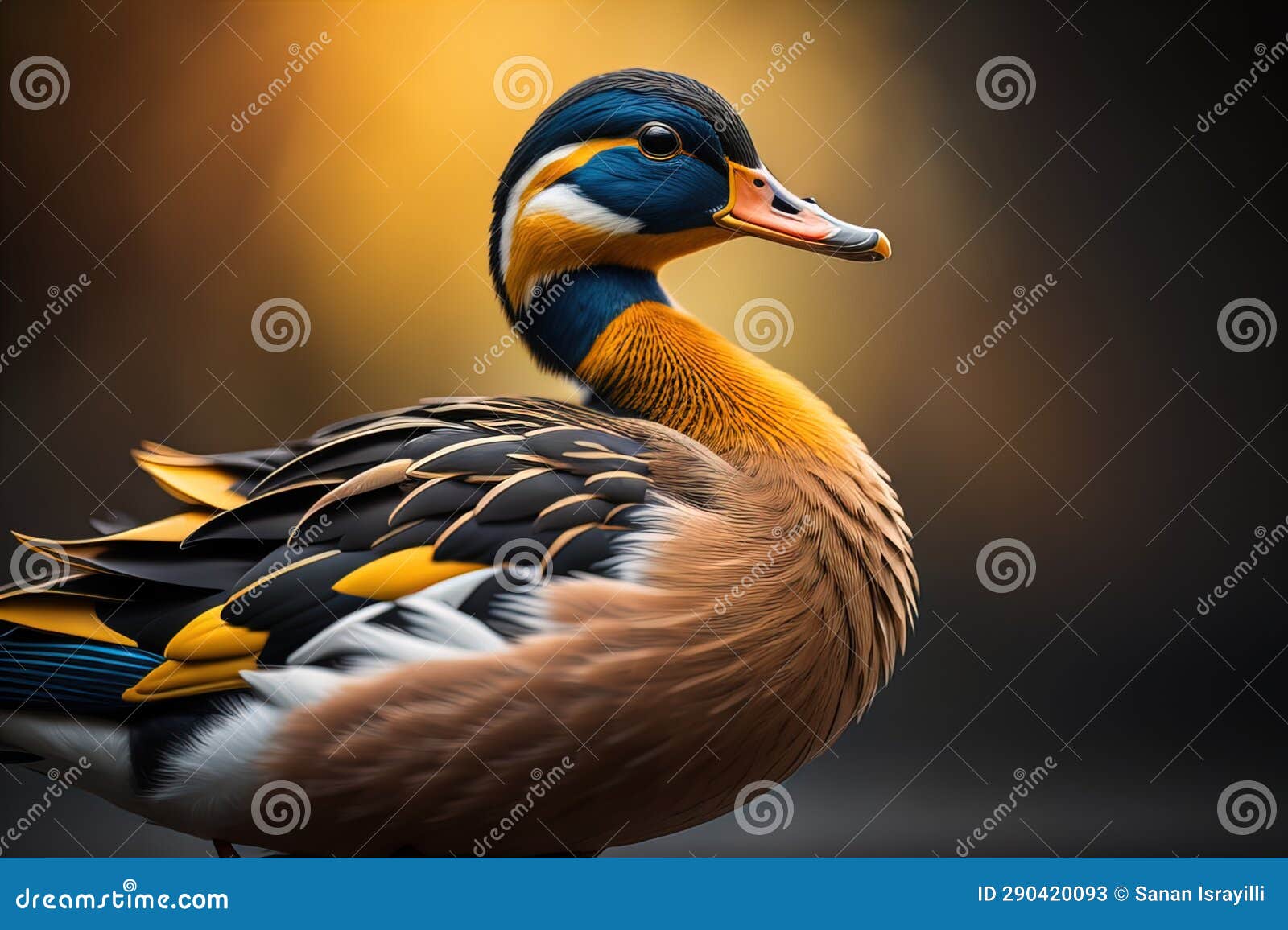Beautiful Duck on a Solid Color Background. Ai Generative Stock Image ...