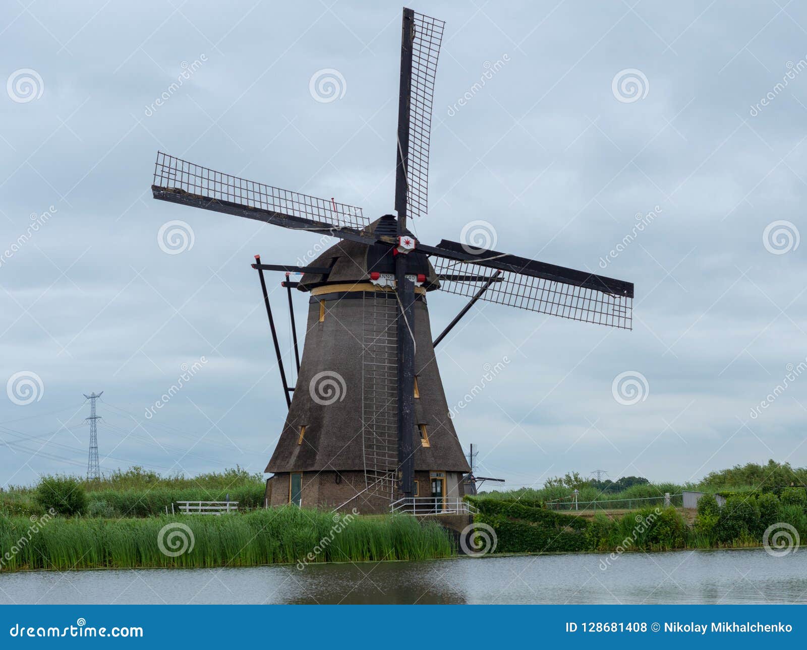 Beautiful Dutch Windmill Landscape at Kinderdijk Editorial Stock Photo ...