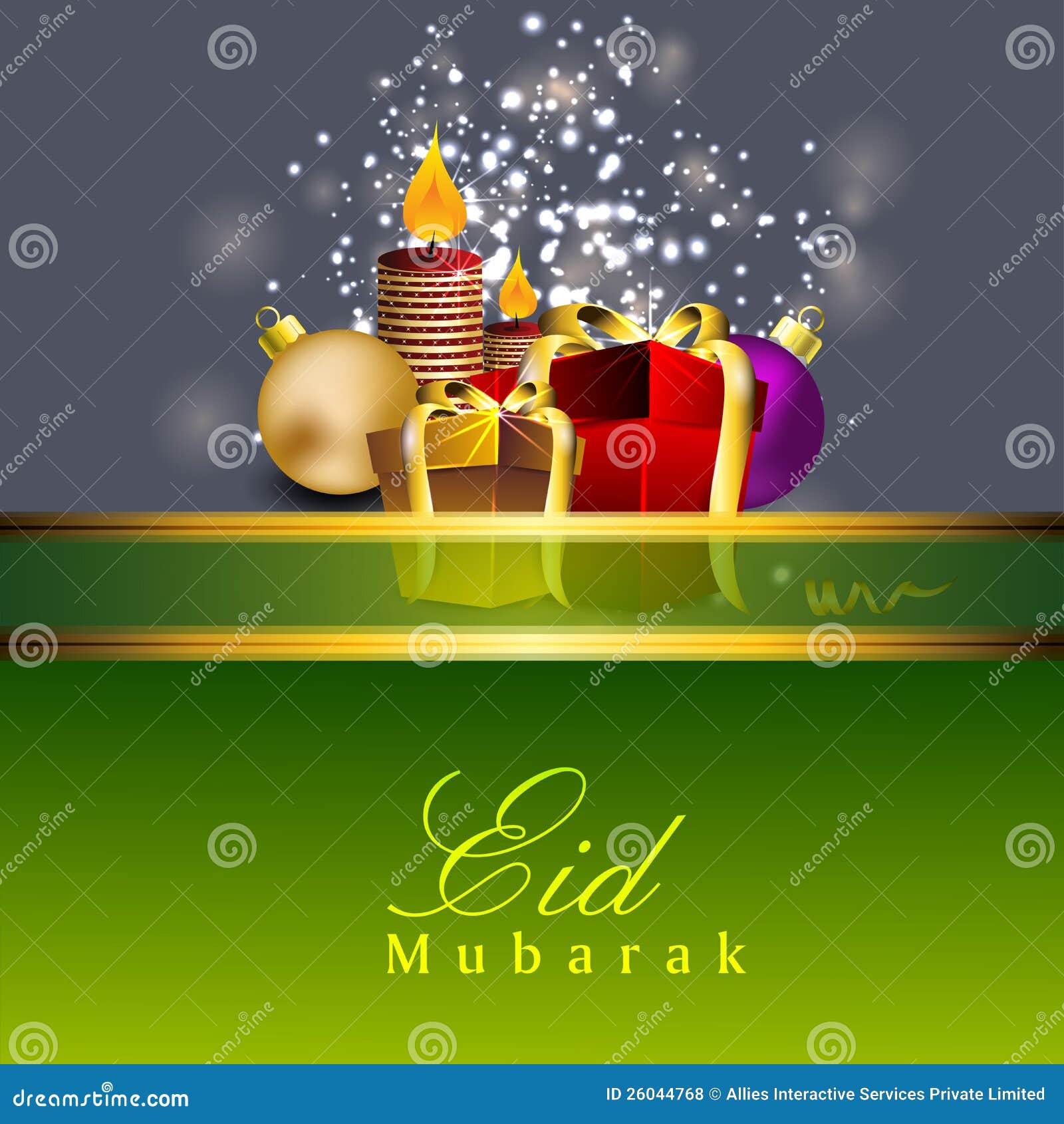 Beautiful Eid Mubarak Greeting Card. Stock Vector - Image 