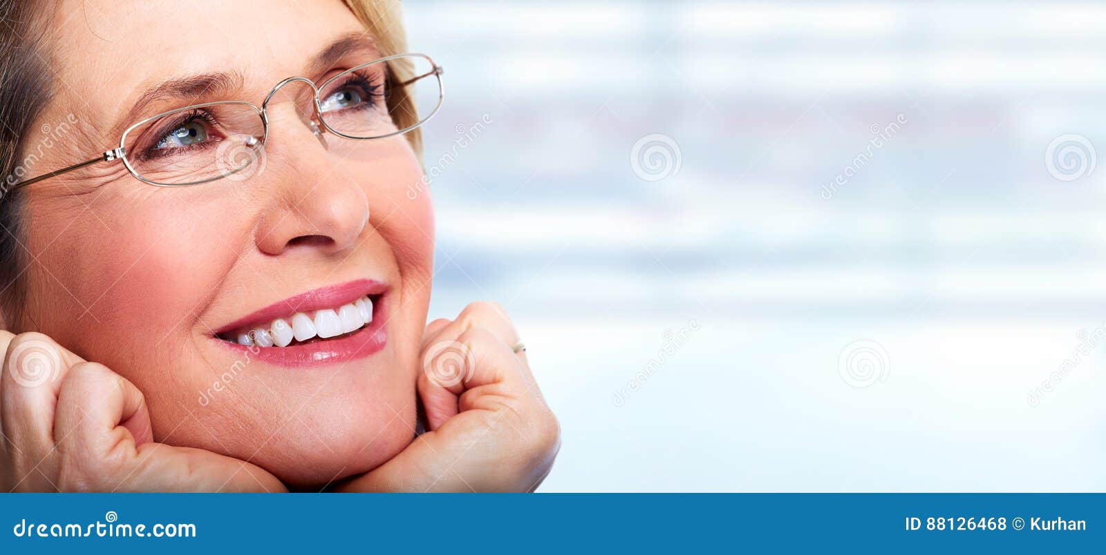 Beautiful Elderly Lady Wearing Eyeglasses. Stock Photo Image of