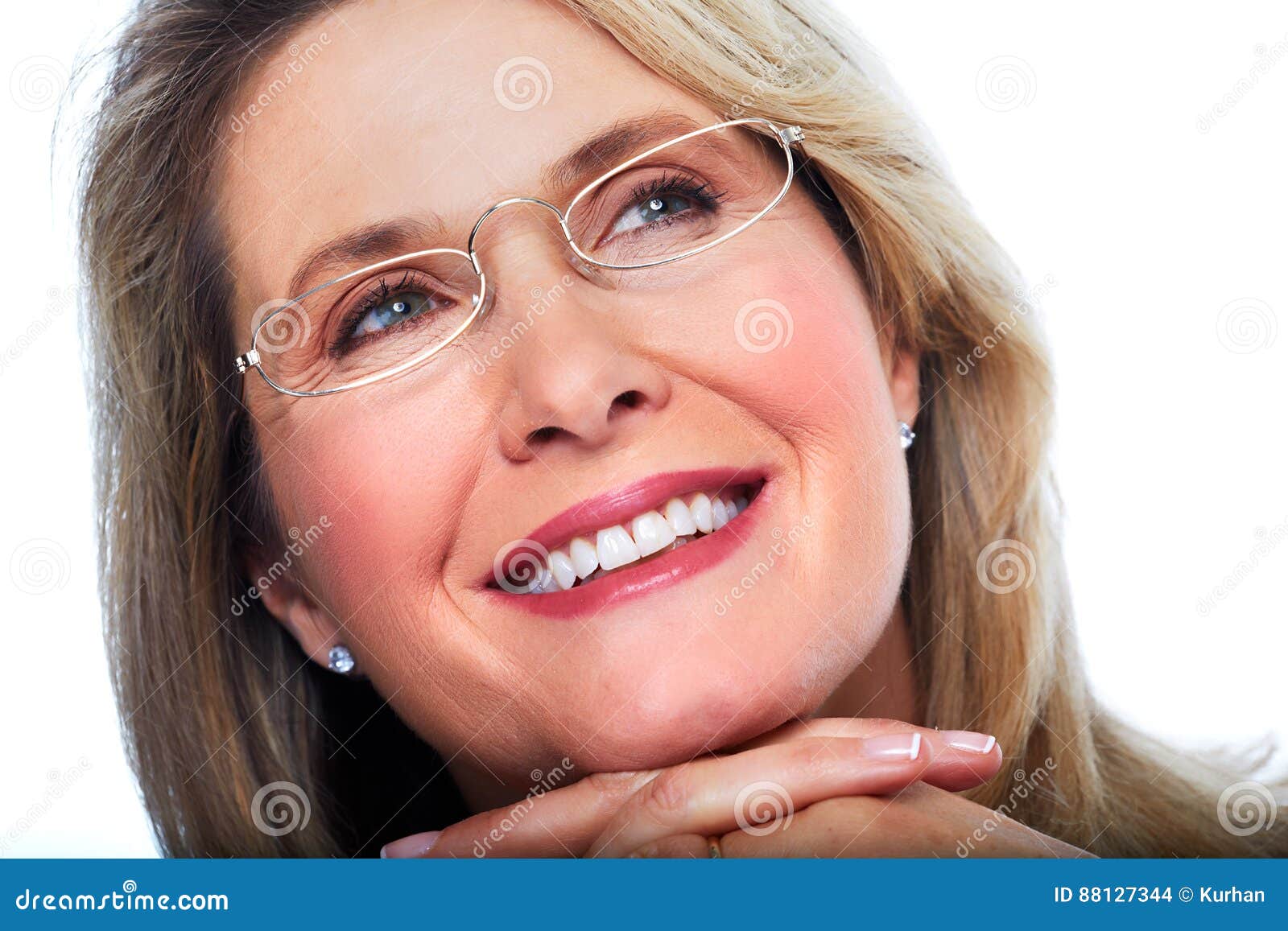 Beautiful Elderly Lady Wearing Eyeglasses. Stock Photo Image of