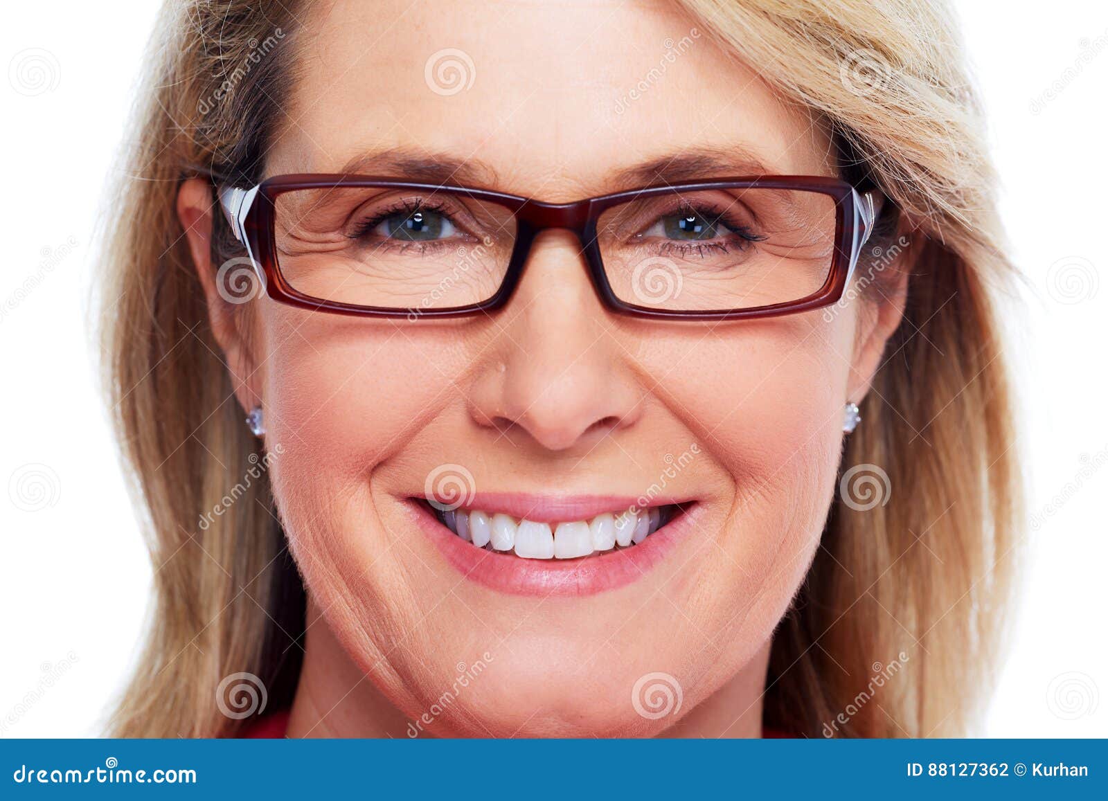 Beautiful Elderly Lady Wearing Eyeglasses. Stock Photo Image of