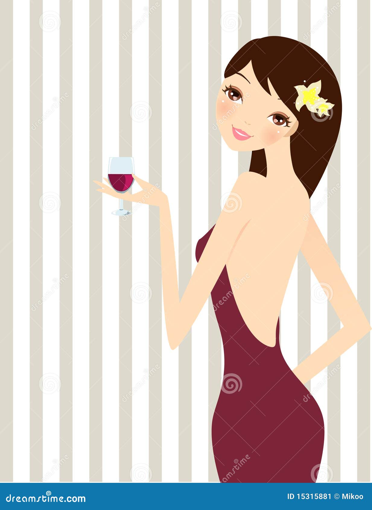 A Beautiful Elegant Girl Drinking A Cup Of Wine On Stock