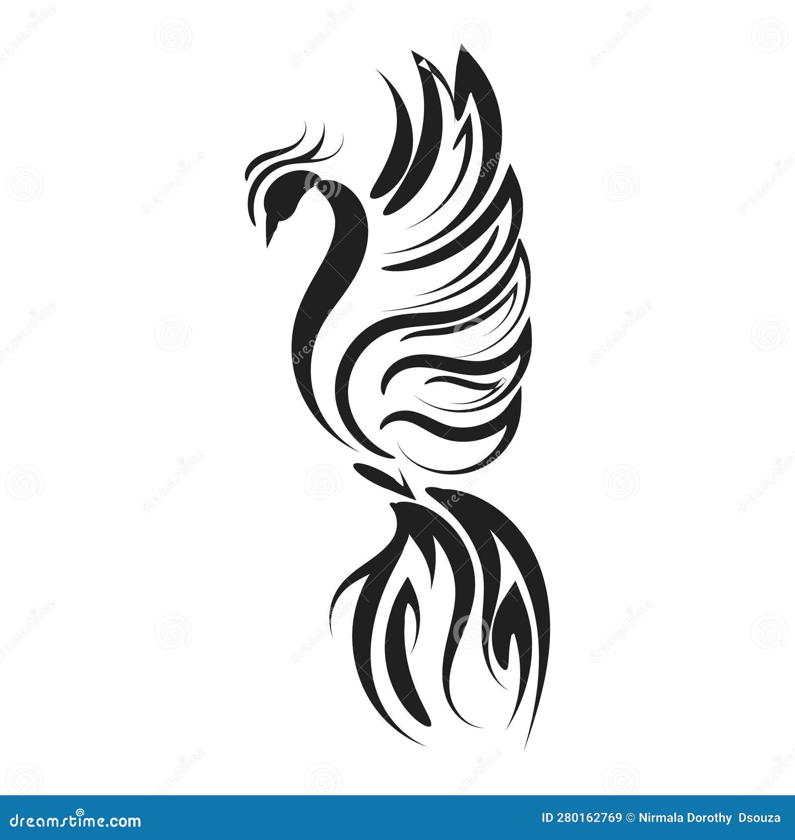 Beautiful and Elegant Phoenix Tattoo Design Idea Stock Vector ...