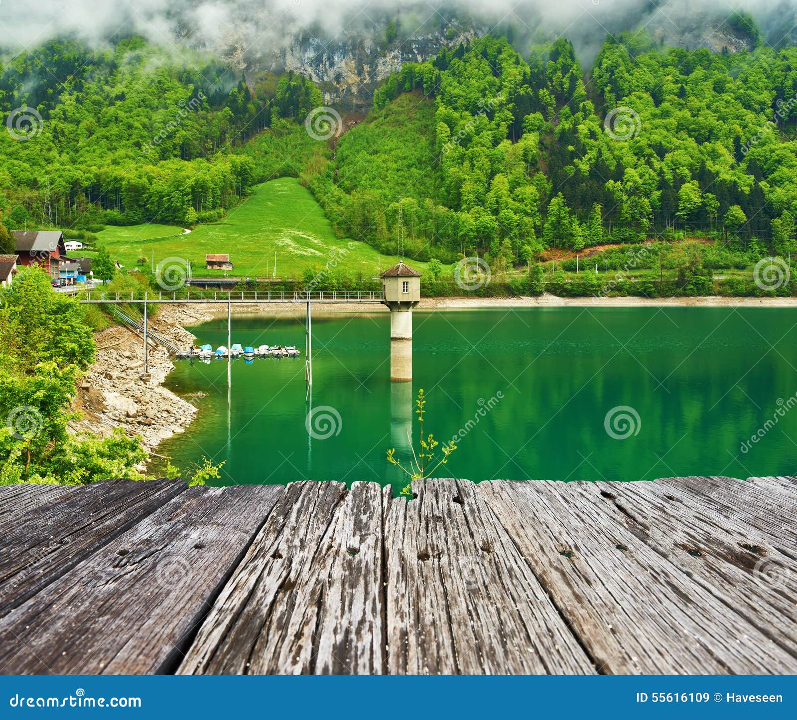 Beautiful Emerald Mountain Lake In Switzerland Stock Image Image Of