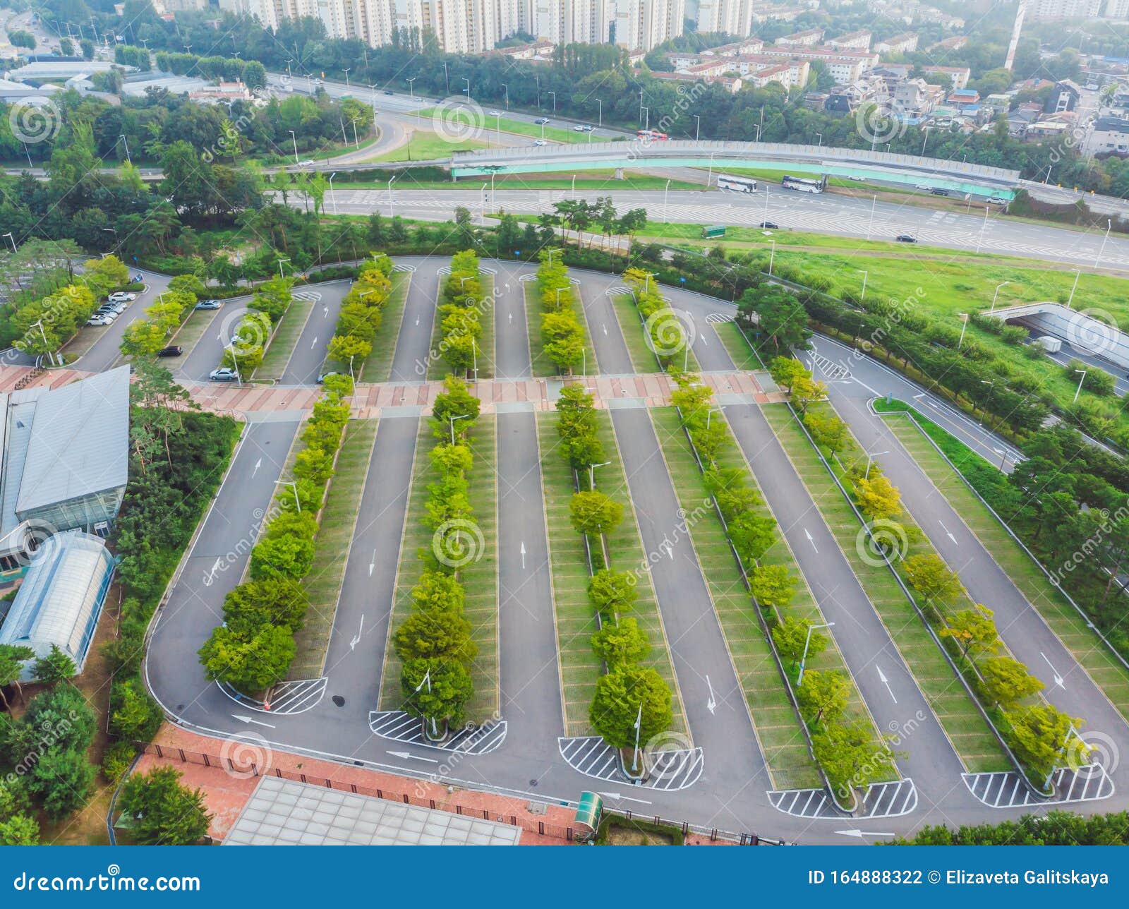 Beautiful Empty Parking Lots Aerial View View From Above Stock Photo