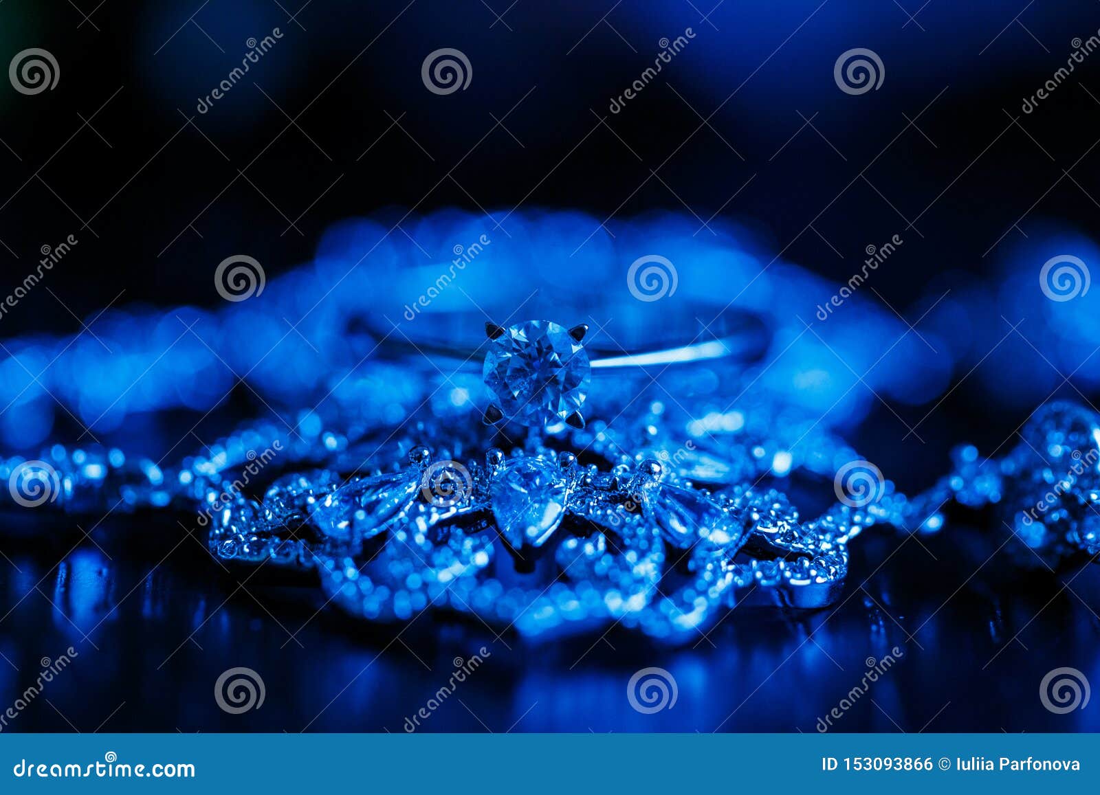 Beautiful Engagement Ring with Blue Neon Lights Stock Photo Image of glass, romantic 153093866