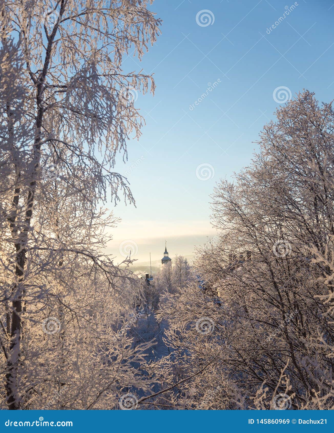 A Beautiful Evening Scenery Of A Small Norwegian Town Roros In Winter