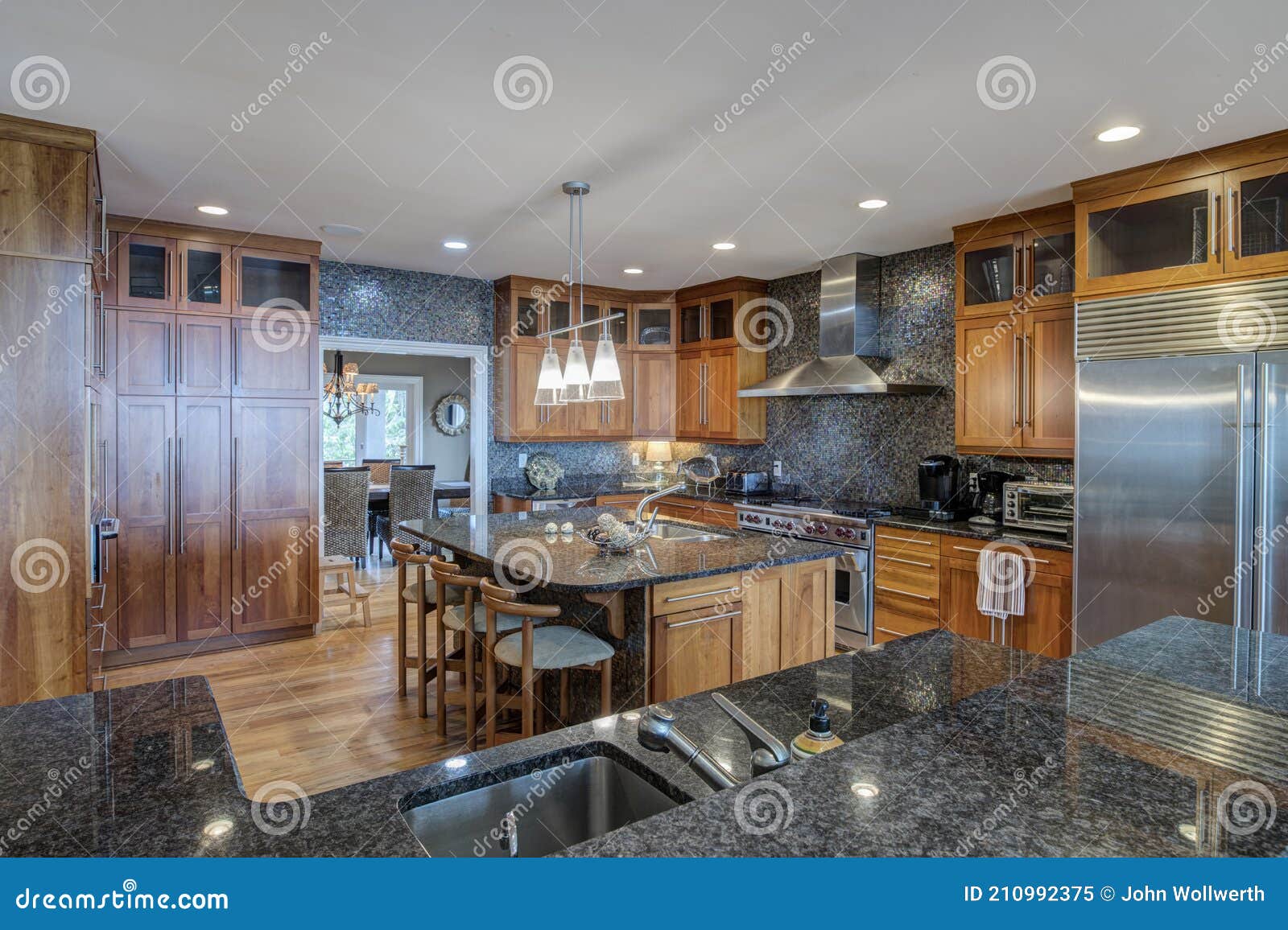 Beautiful Expensive Kitchen with Granite, Tile, and High End Appliances