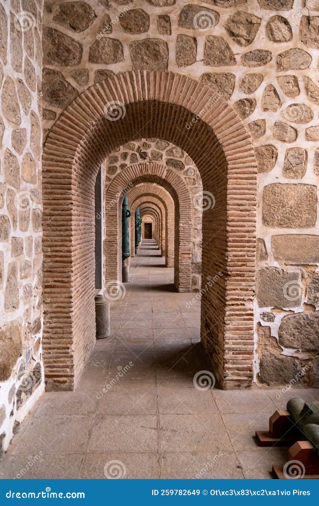 Beautiful External Hallway with Stones and Supported by Columns and