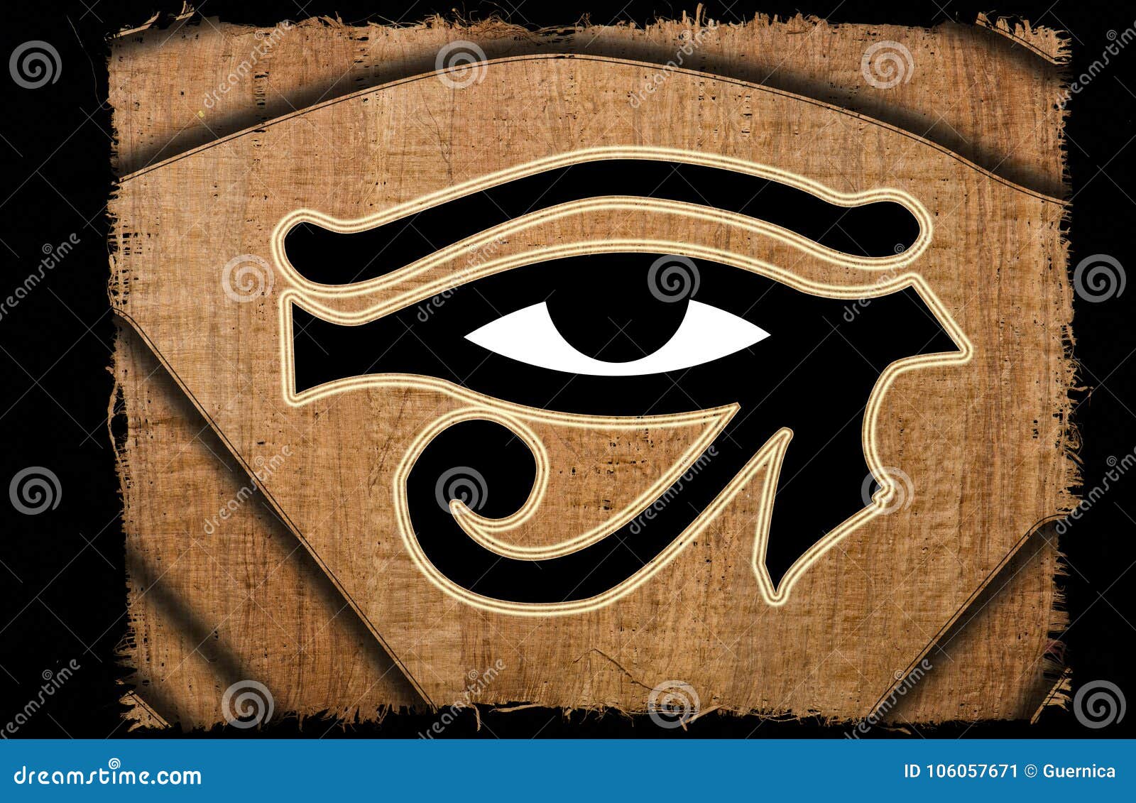 beautiful eye of horus vintage on papyrus