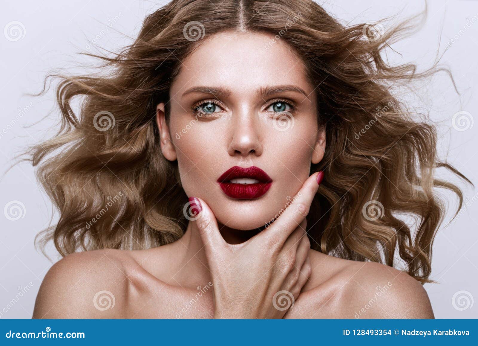 Beauty Portrait with Blue Eyes and Curly Hair - wide 3