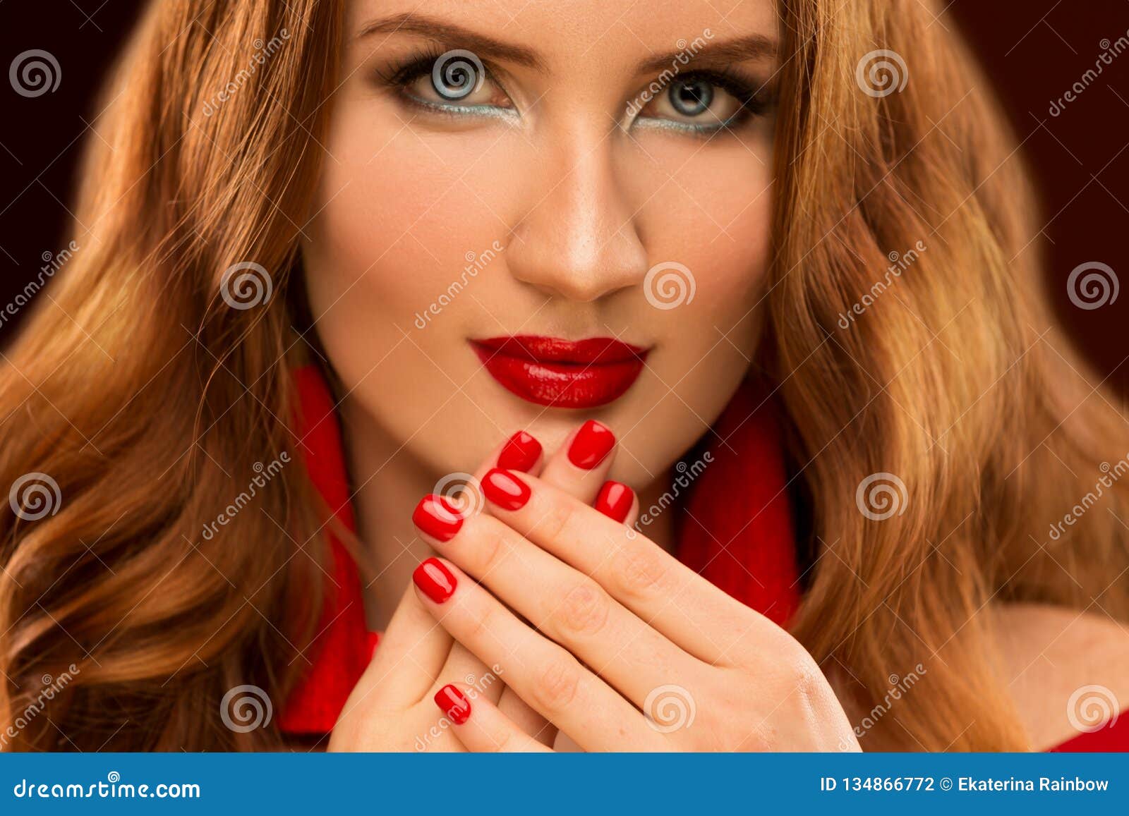 Studio, Face, Blue Eyes, Close Up, Hands Stock Photo - Image of clean ...