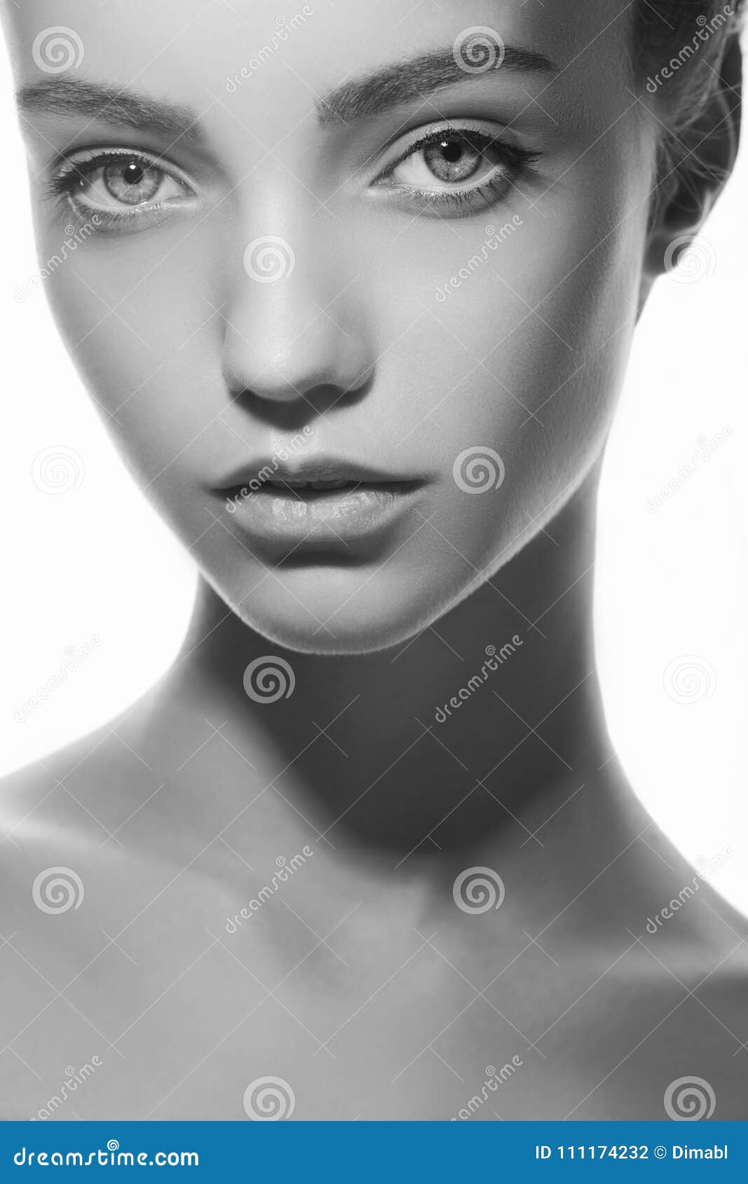 Beautiful Face of Young Teen Woman with Clean Fresh Skin. Stock Photo ...