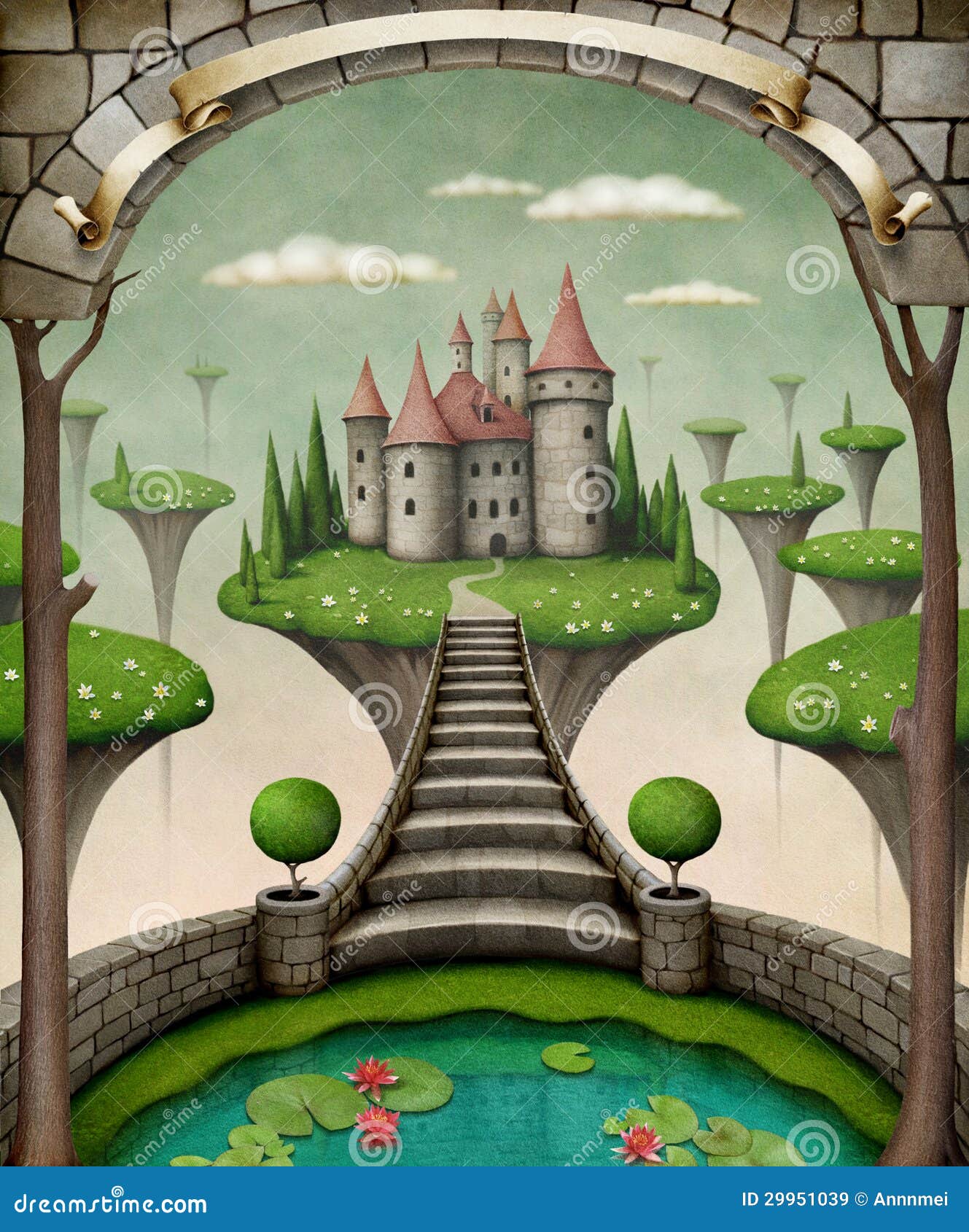 Fairytale castle stock illustration. Illustration of ...