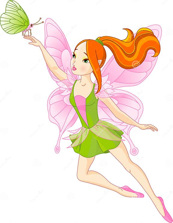 Beautiful Fairy and Butterfly Stock Illustration - Illustration of ...