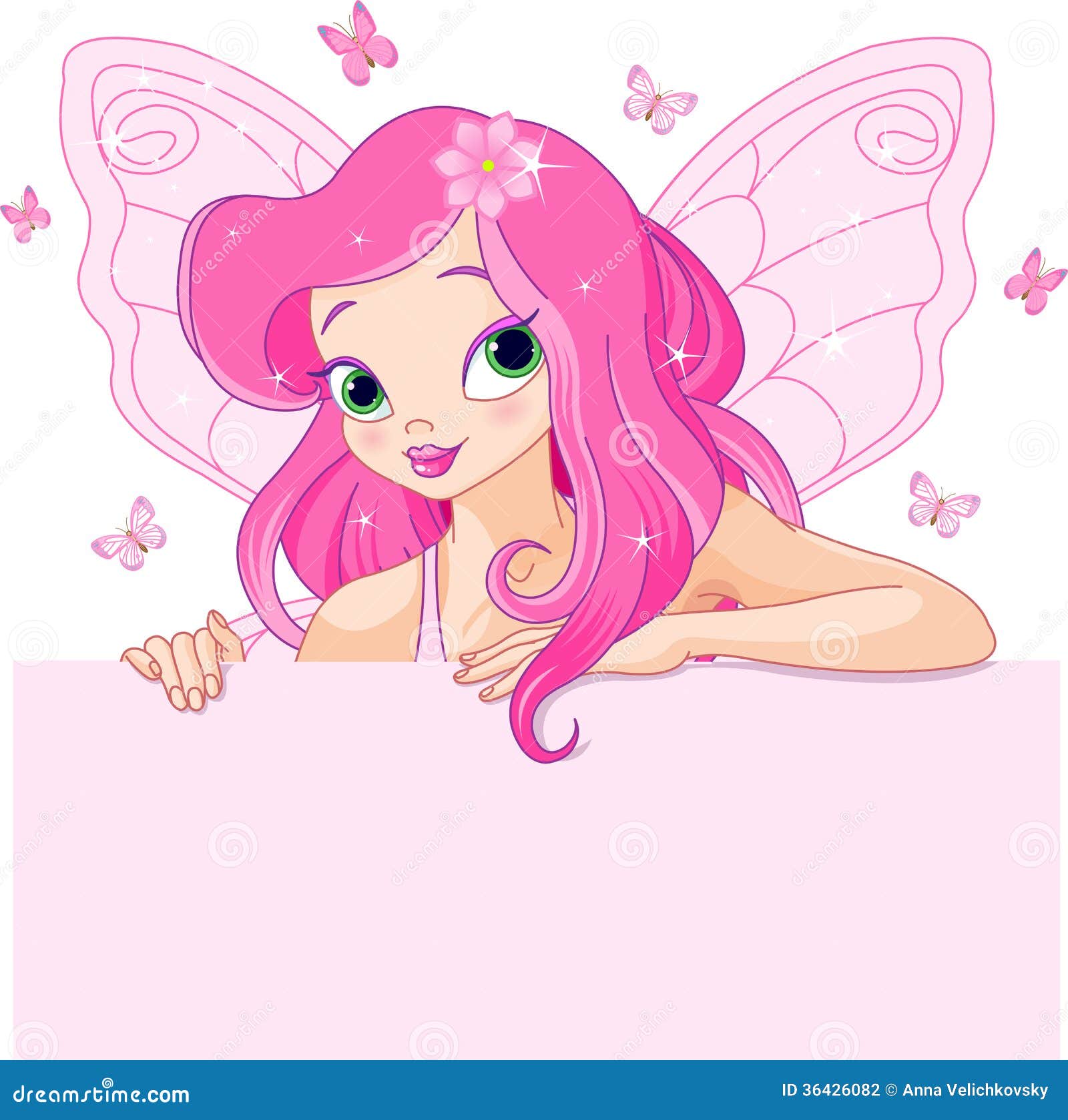 Beautiful Fairy Over Blank Sign Stock Vector - Illustration of ...