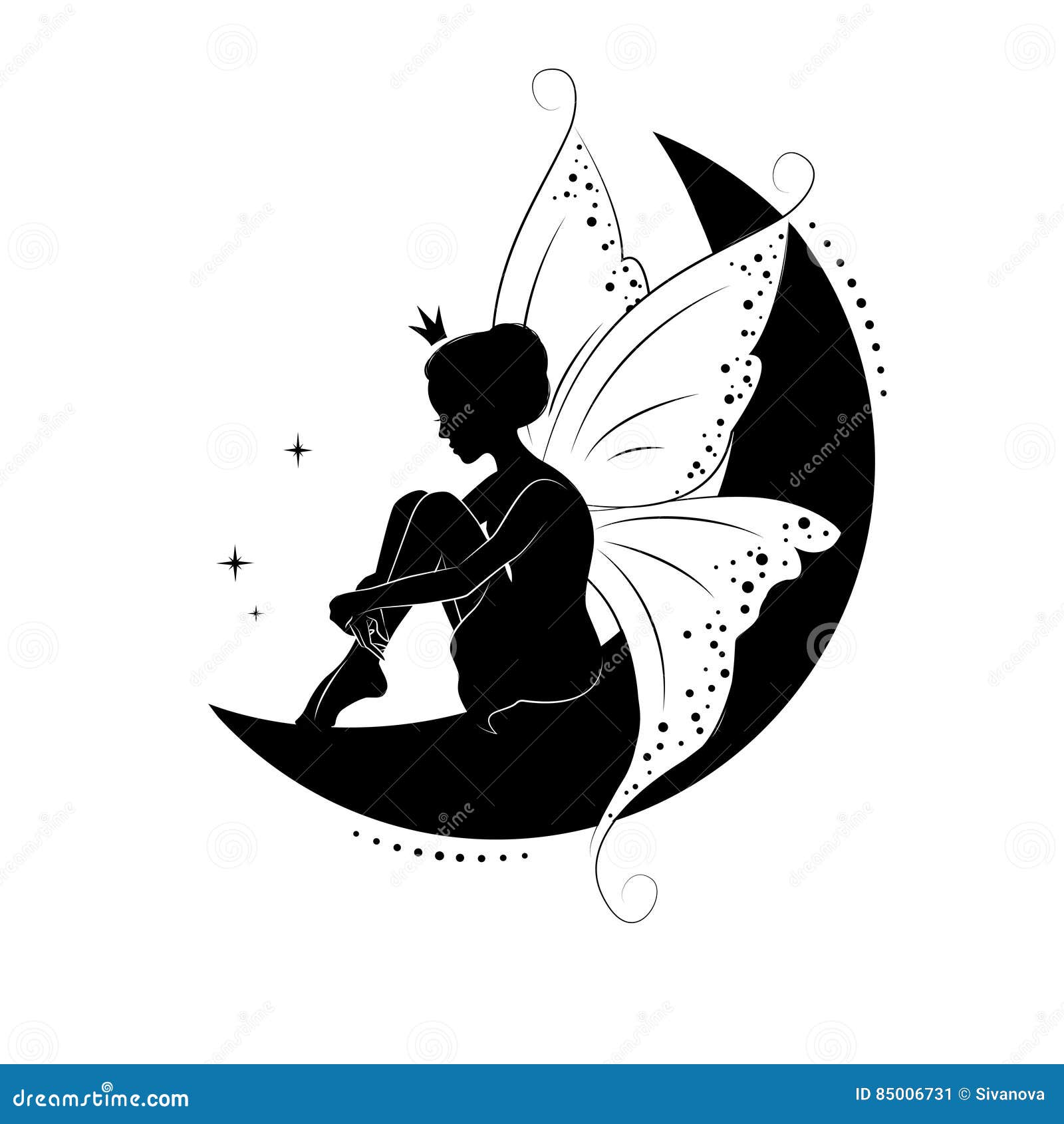 Angel Fairy On Half Moon Temporary Waterproof Tattoo For Men and Women  Temporary Tattoos
