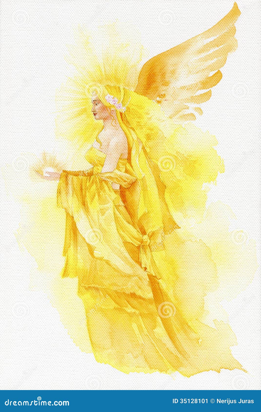 Beautiful fairy in yellow stock illustration. Illustration of ...