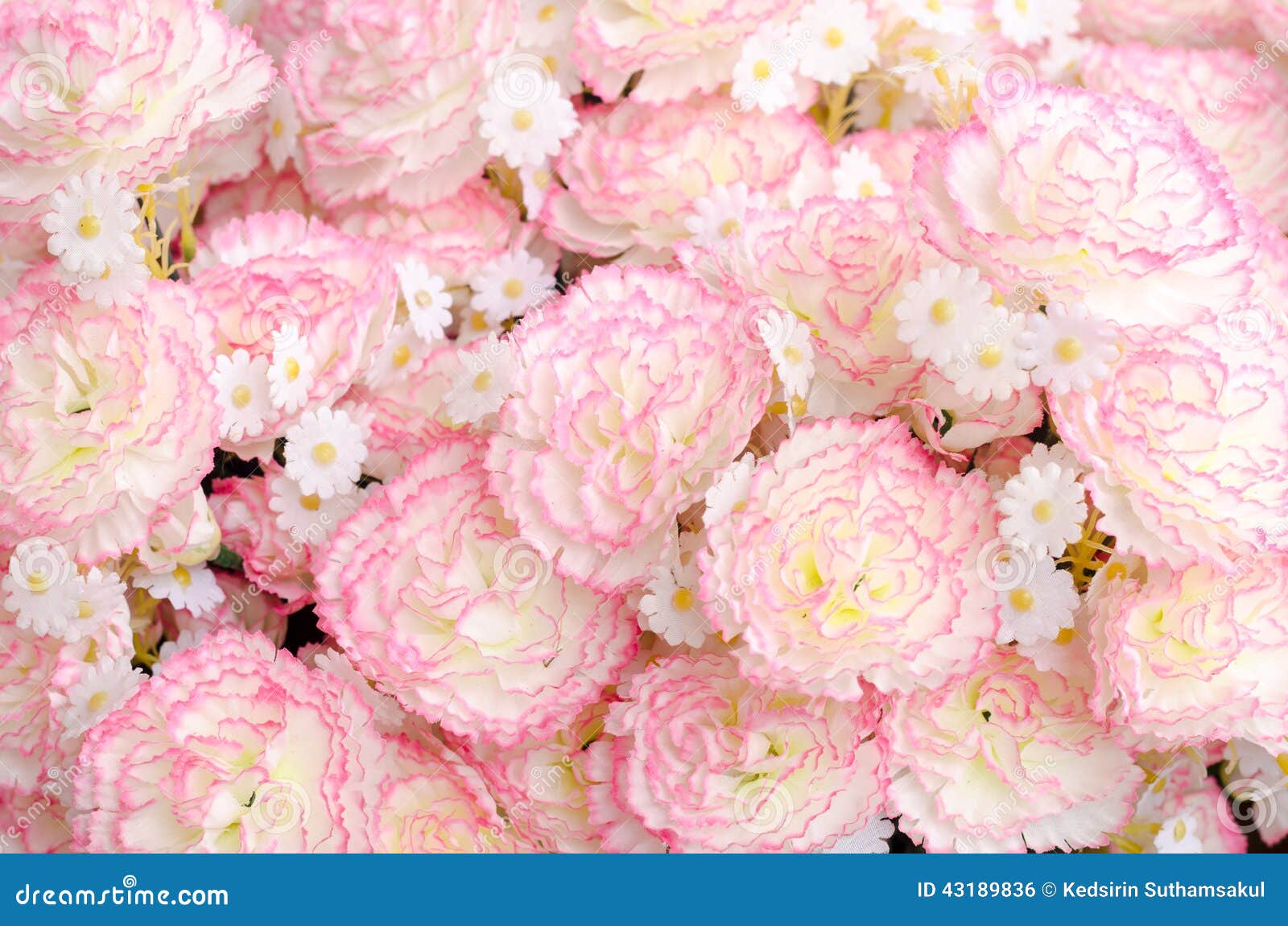 Beautiful of Fake White and Pink Pattern Flower Background Stock Photo