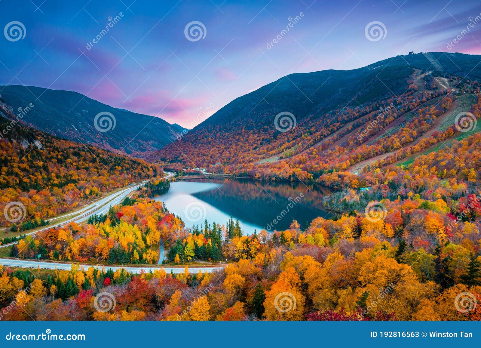 beautiful fall colors in franconia notch state park | white mountain national forest, new hampshire, usa