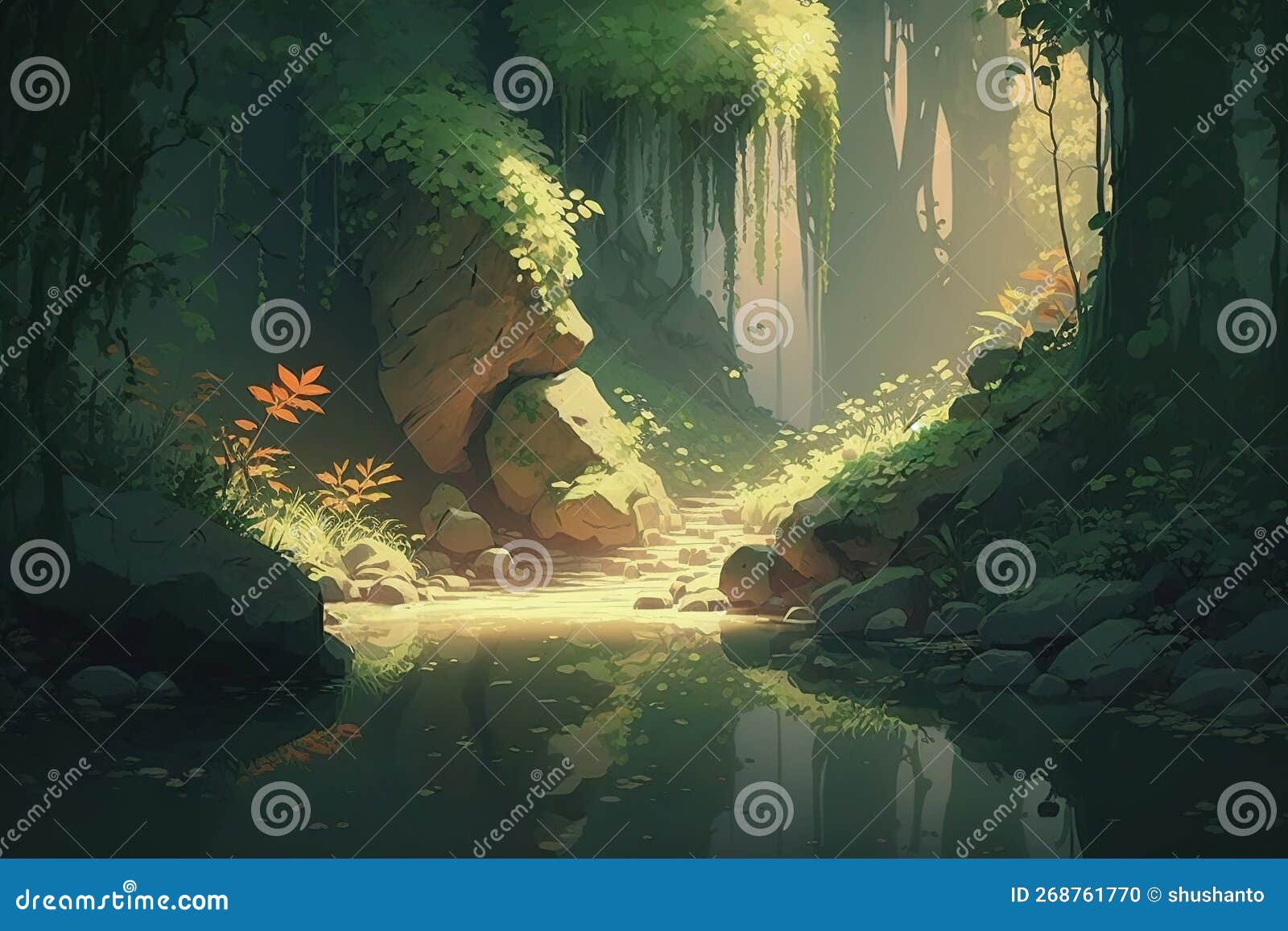 The Enchanted Forest  Fantasy landscape, Magic forest, Anime scenery