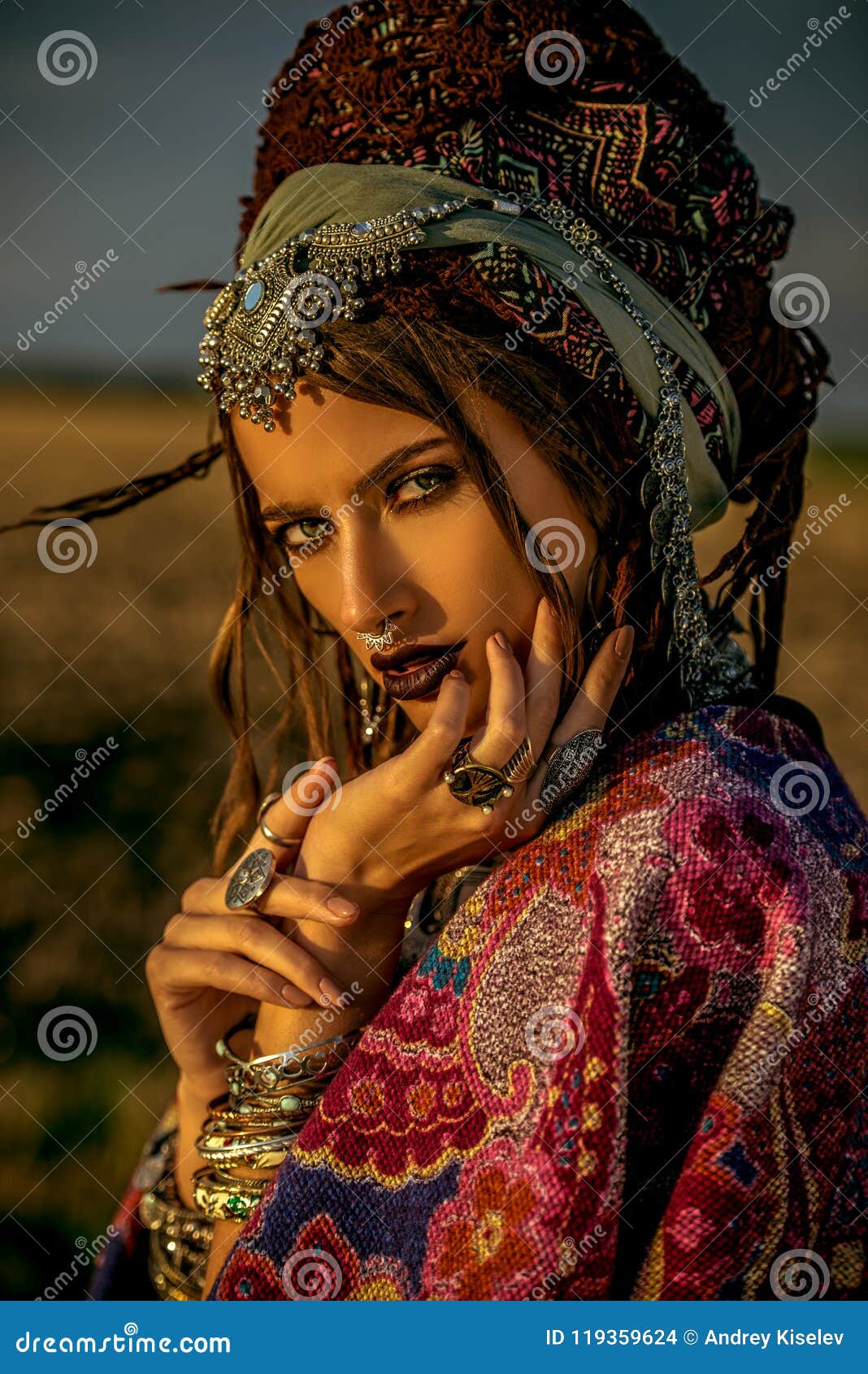 Magnificent gypsy girl stock photo. Image of autumn - 119359624