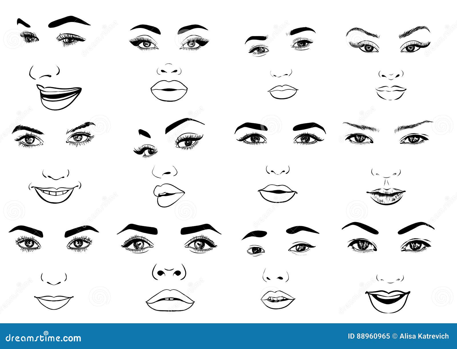 Beautiful Fashion Woman Portrait for Make Up on Background. Vector ...